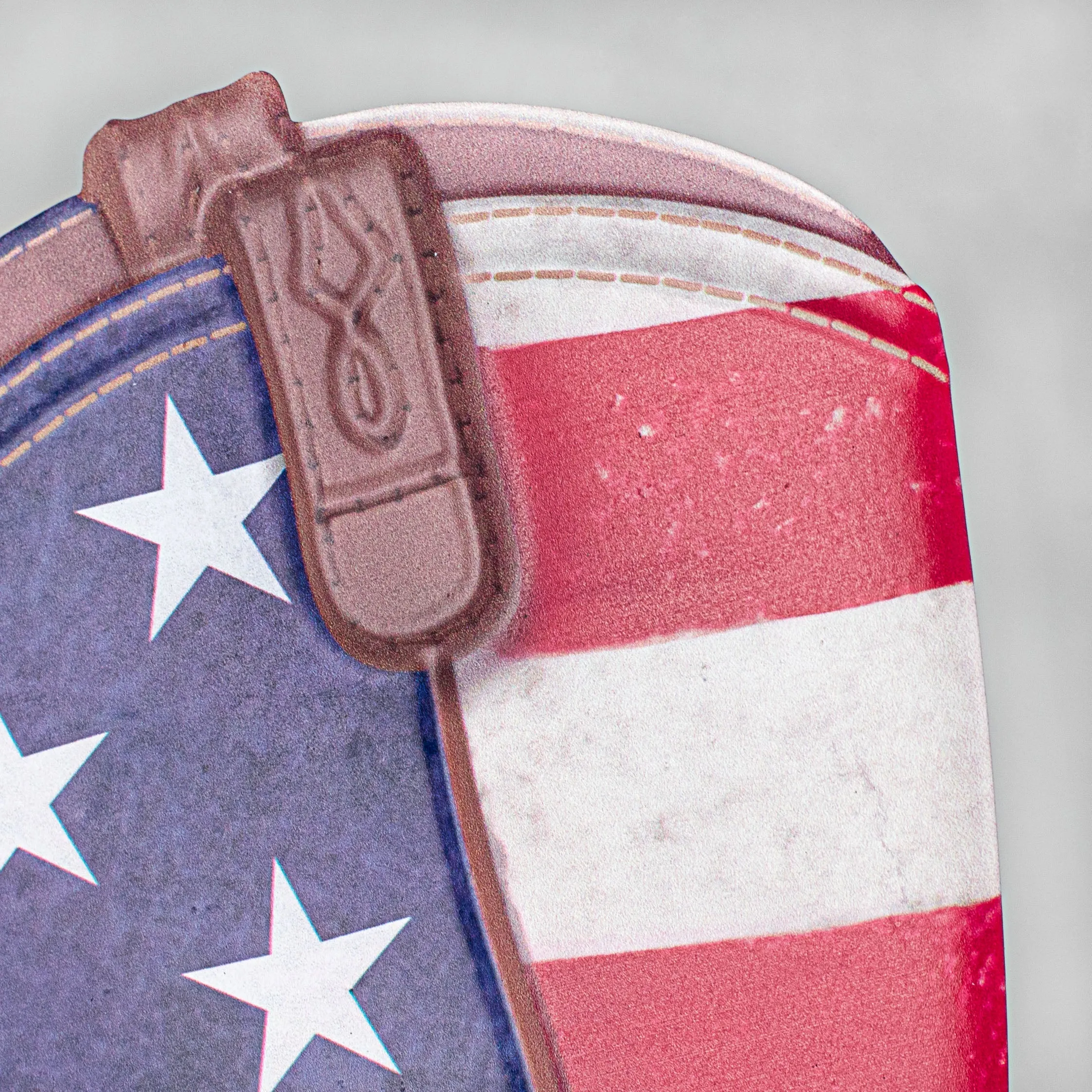12.5" Metal Embossed Hanger: American Flag Cowboy Boot