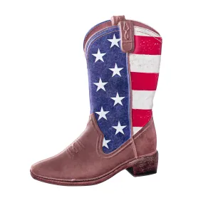 12.5" Metal Embossed Hanger: American Flag Cowboy Boot
