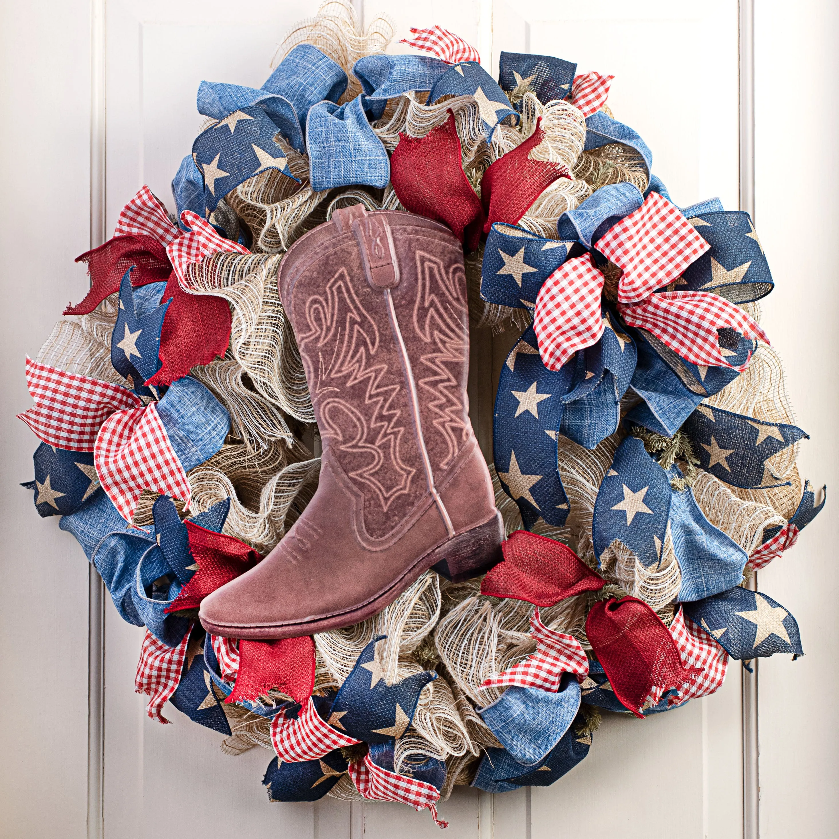 12.5" Metal Embossed Hanger: Classic Cowboy Boot