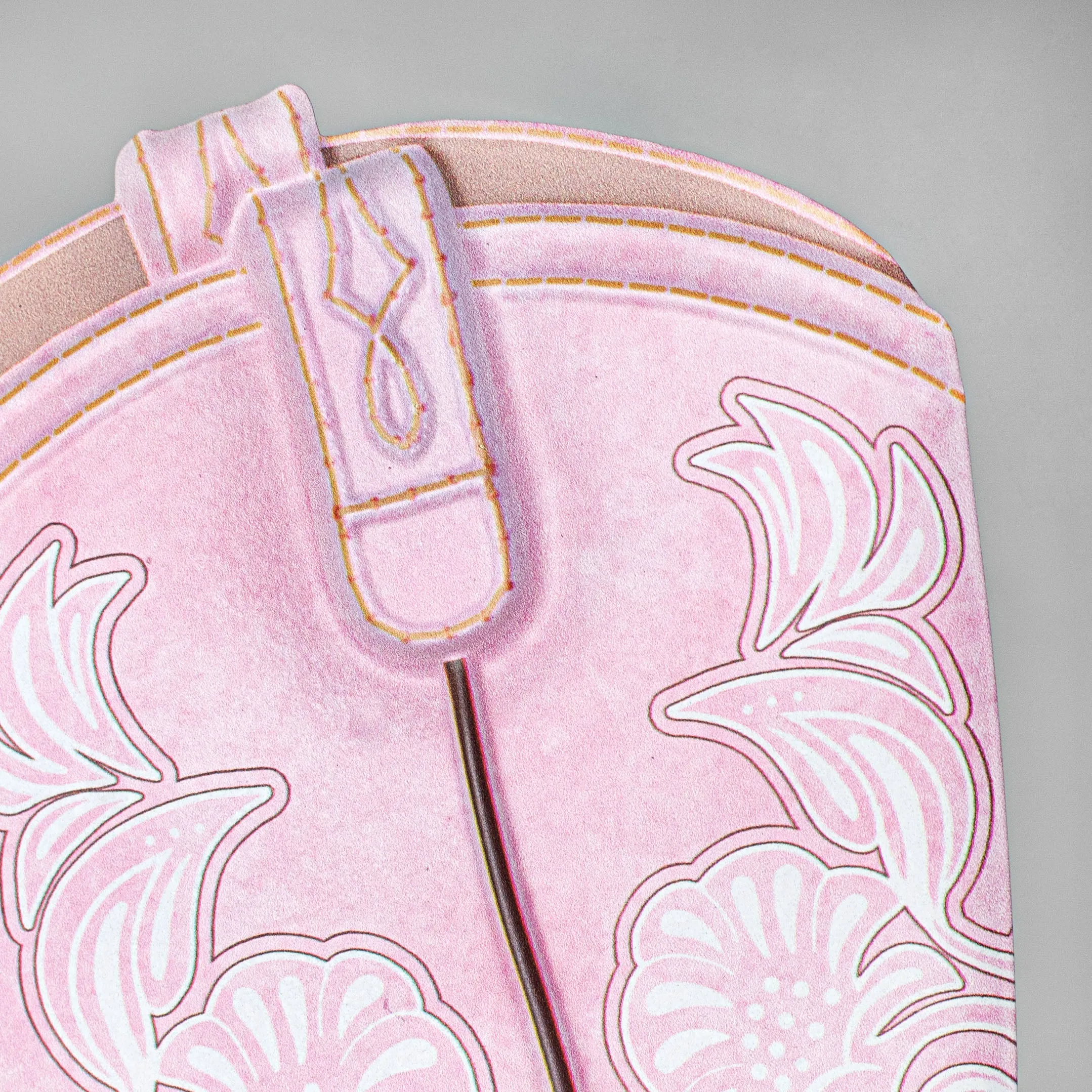 12.5" Metal Embossed Hanger: Pink Floral Cowboy Boot