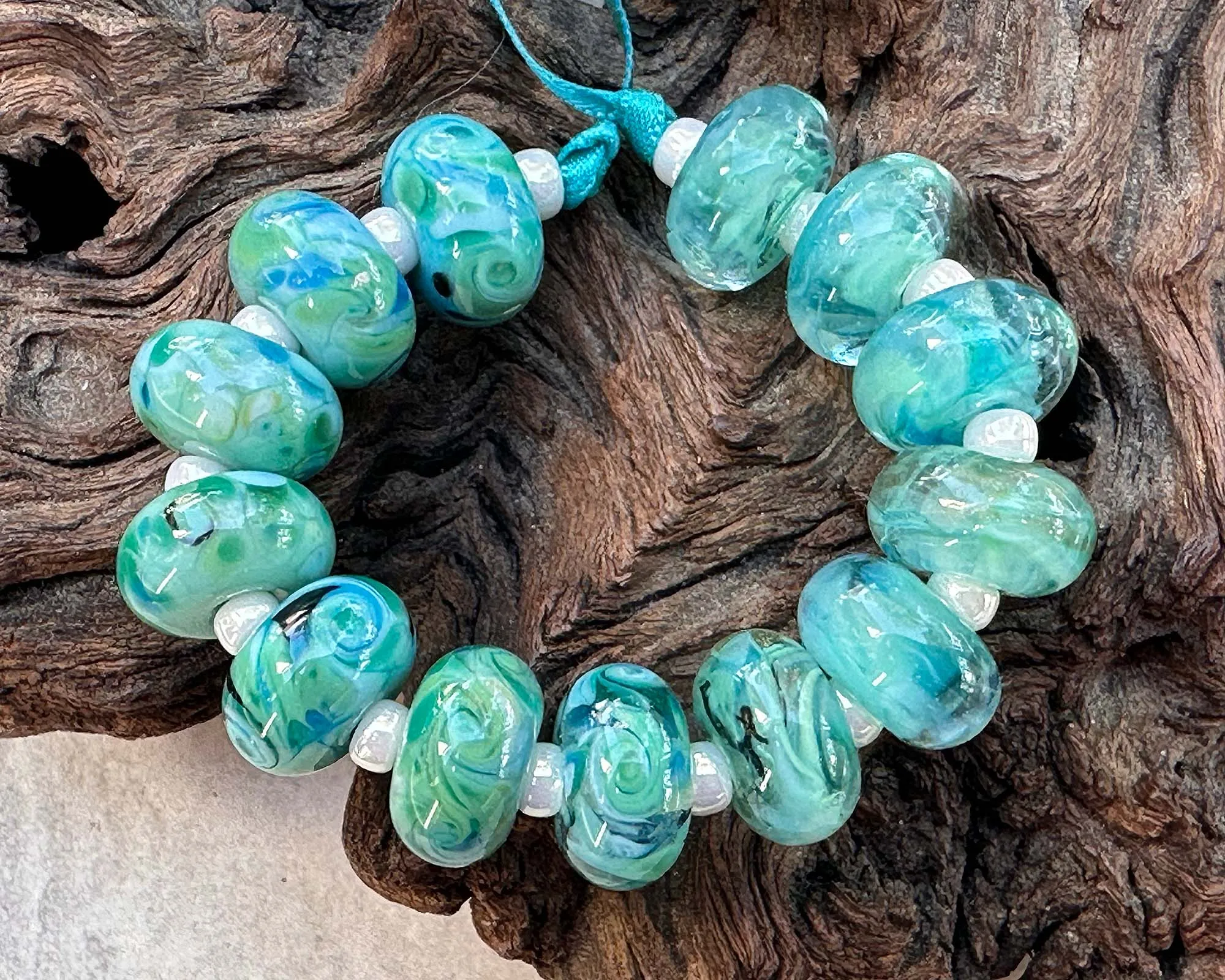 13 Caribbean Charm Lampwork Beads Set SRA
