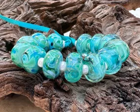 13 Caribbean Charm Lampwork Beads Set SRA