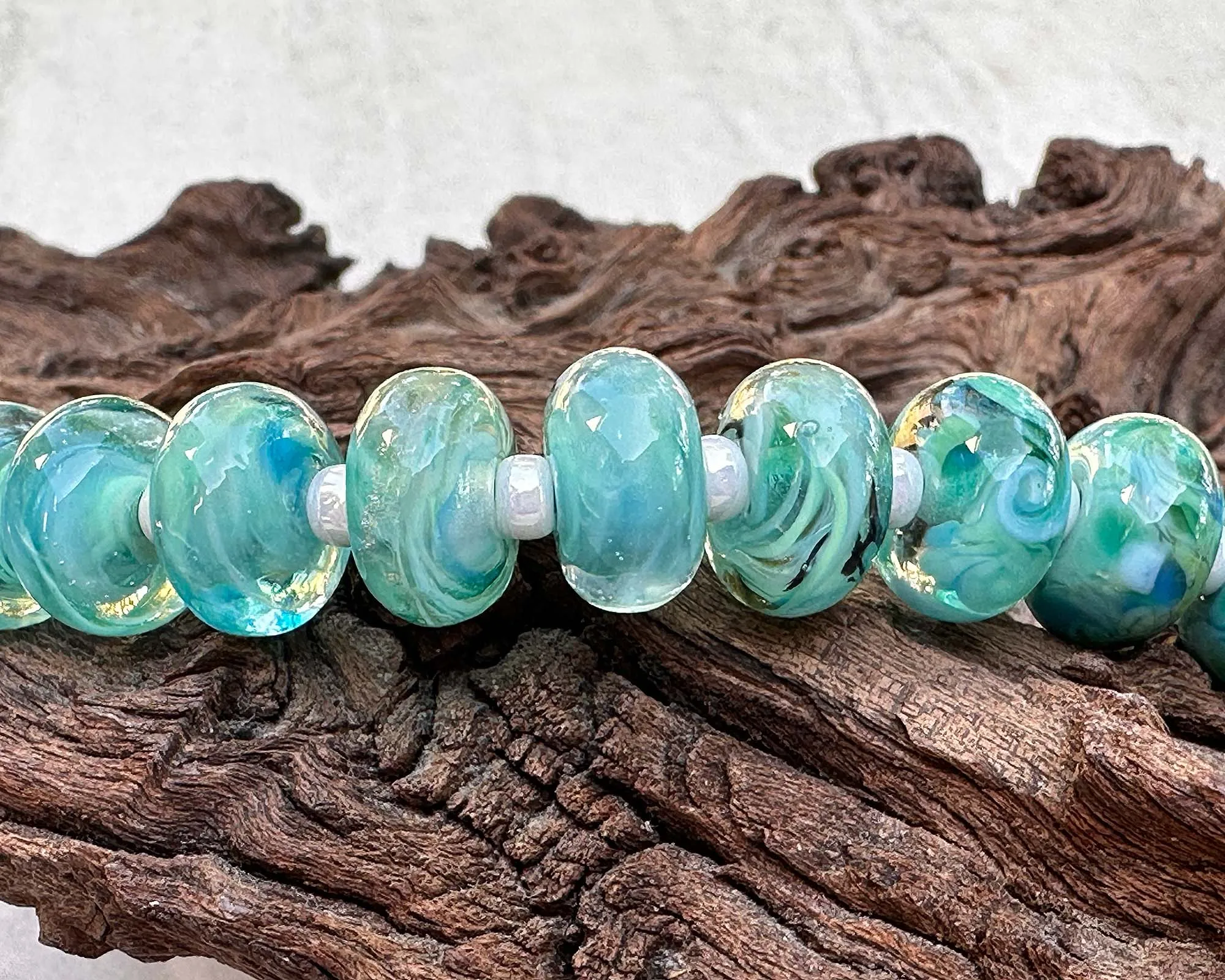 13 Caribbean Charm Lampwork Beads Set SRA
