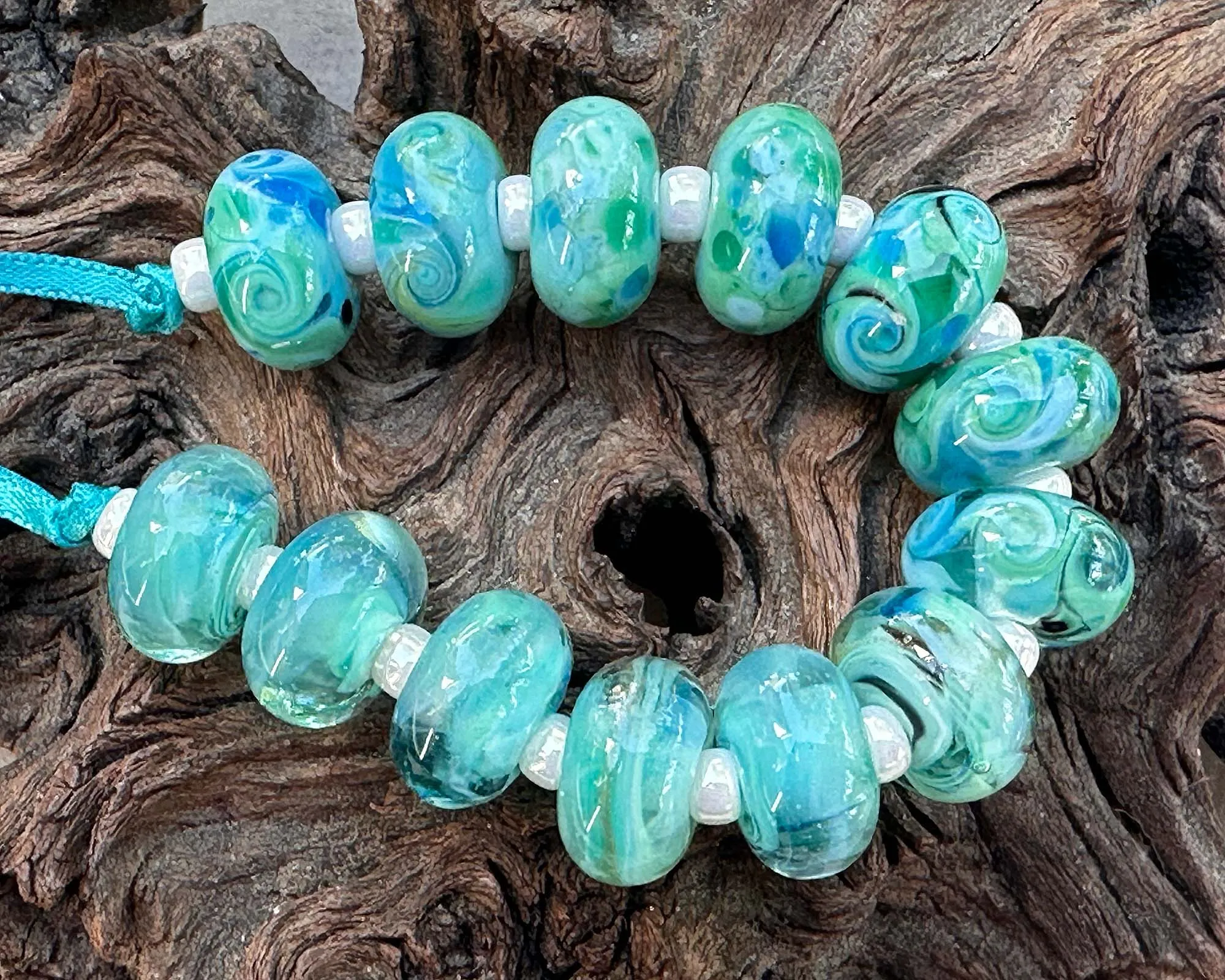 13 Caribbean Charm Lampwork Beads Set SRA
