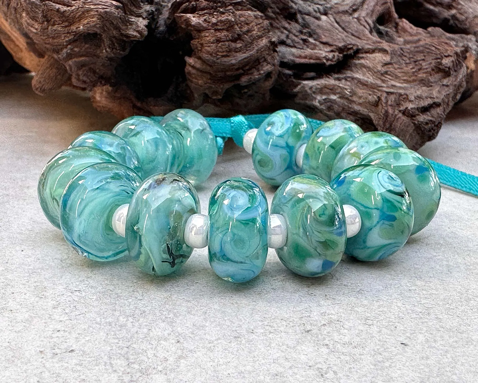13 Caribbean Charm Lampwork Beads Set SRA