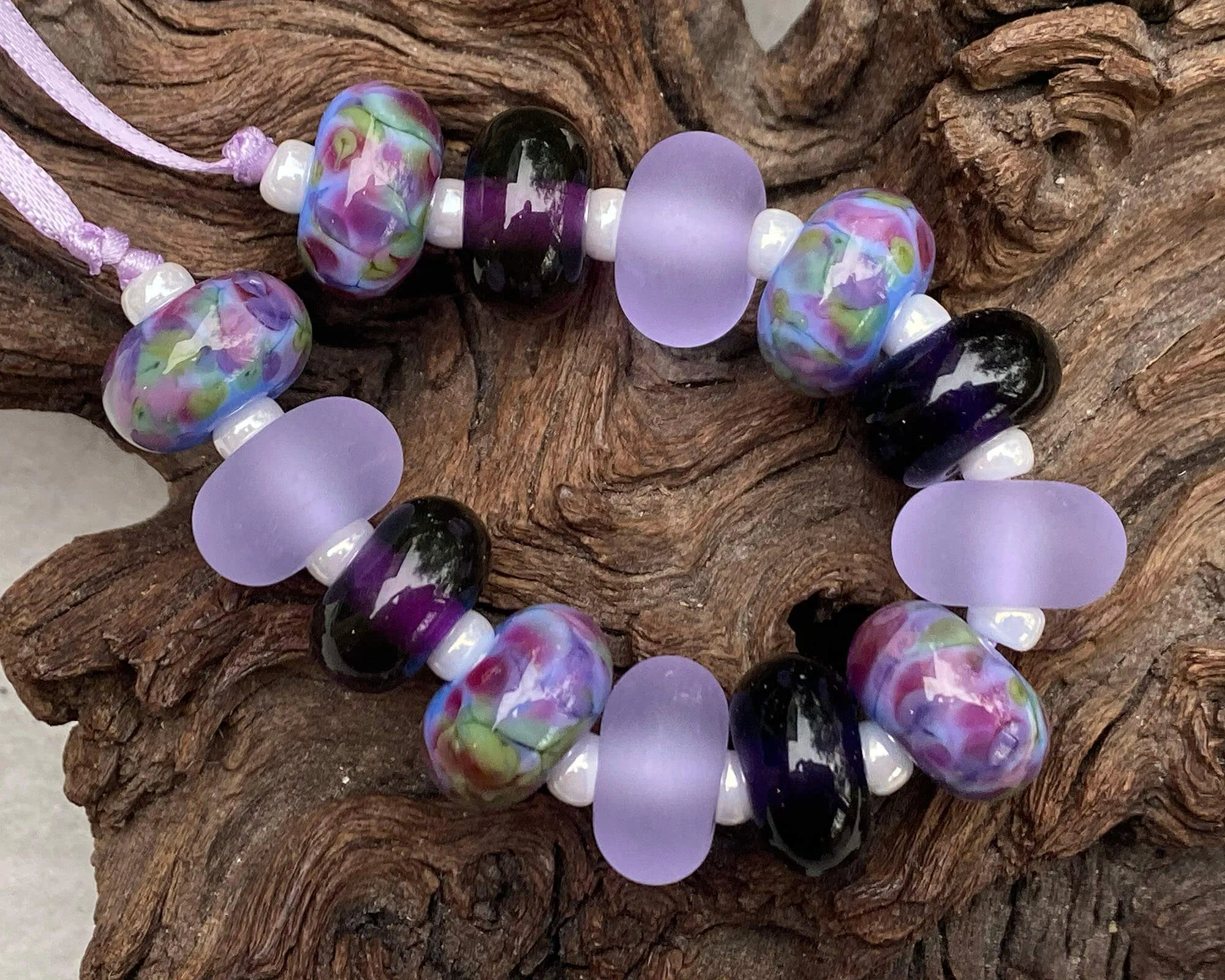 13 Royal Purple Lampwork Beads Set SRA