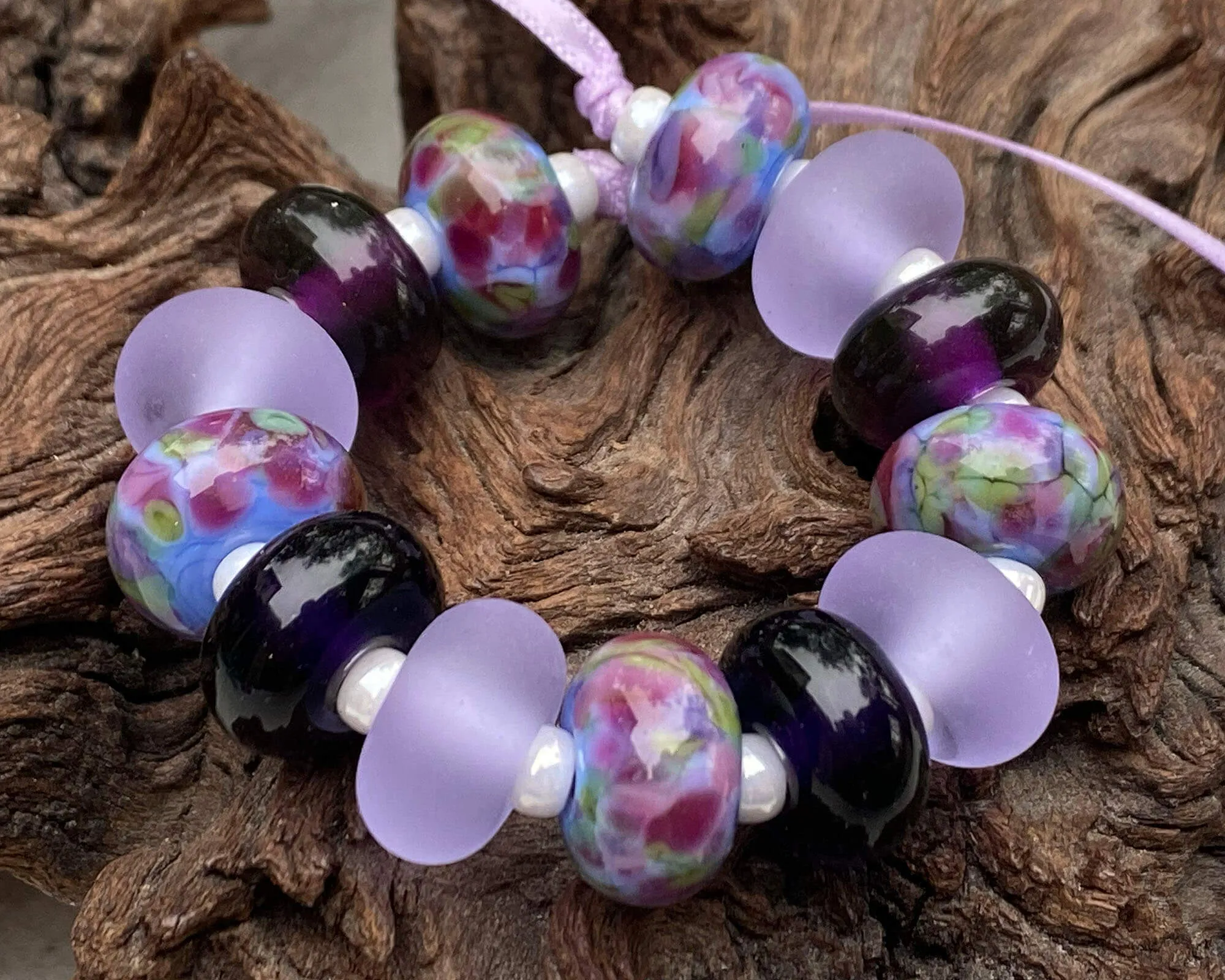 13 Royal Purple Lampwork Beads Set SRA