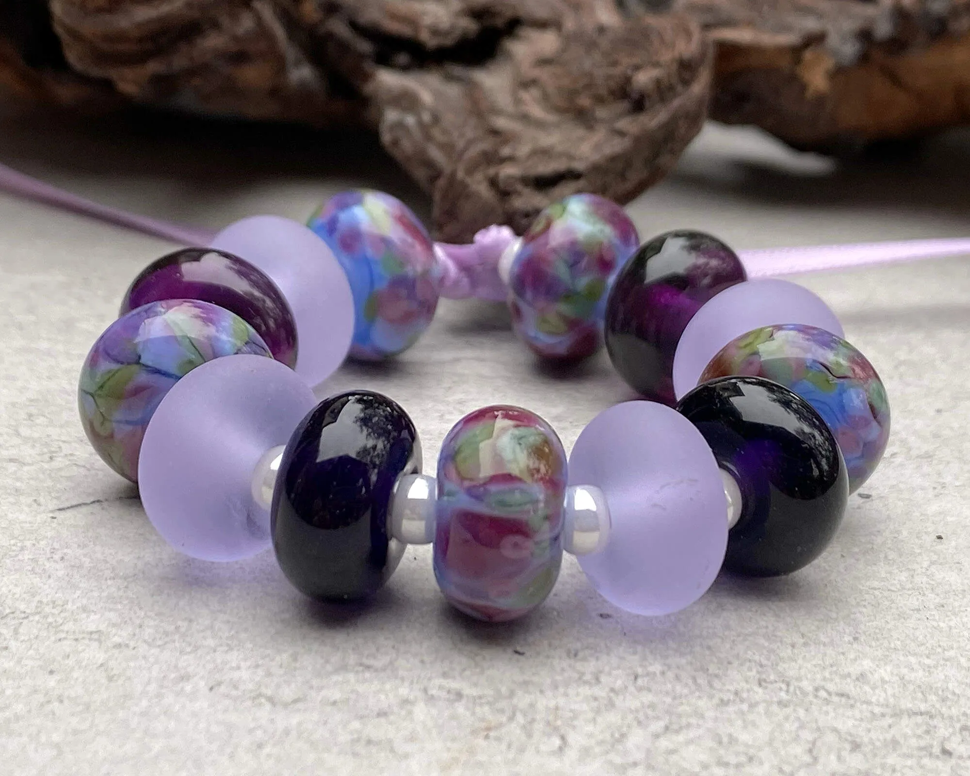 13 Royal Purple Lampwork Beads Set SRA
