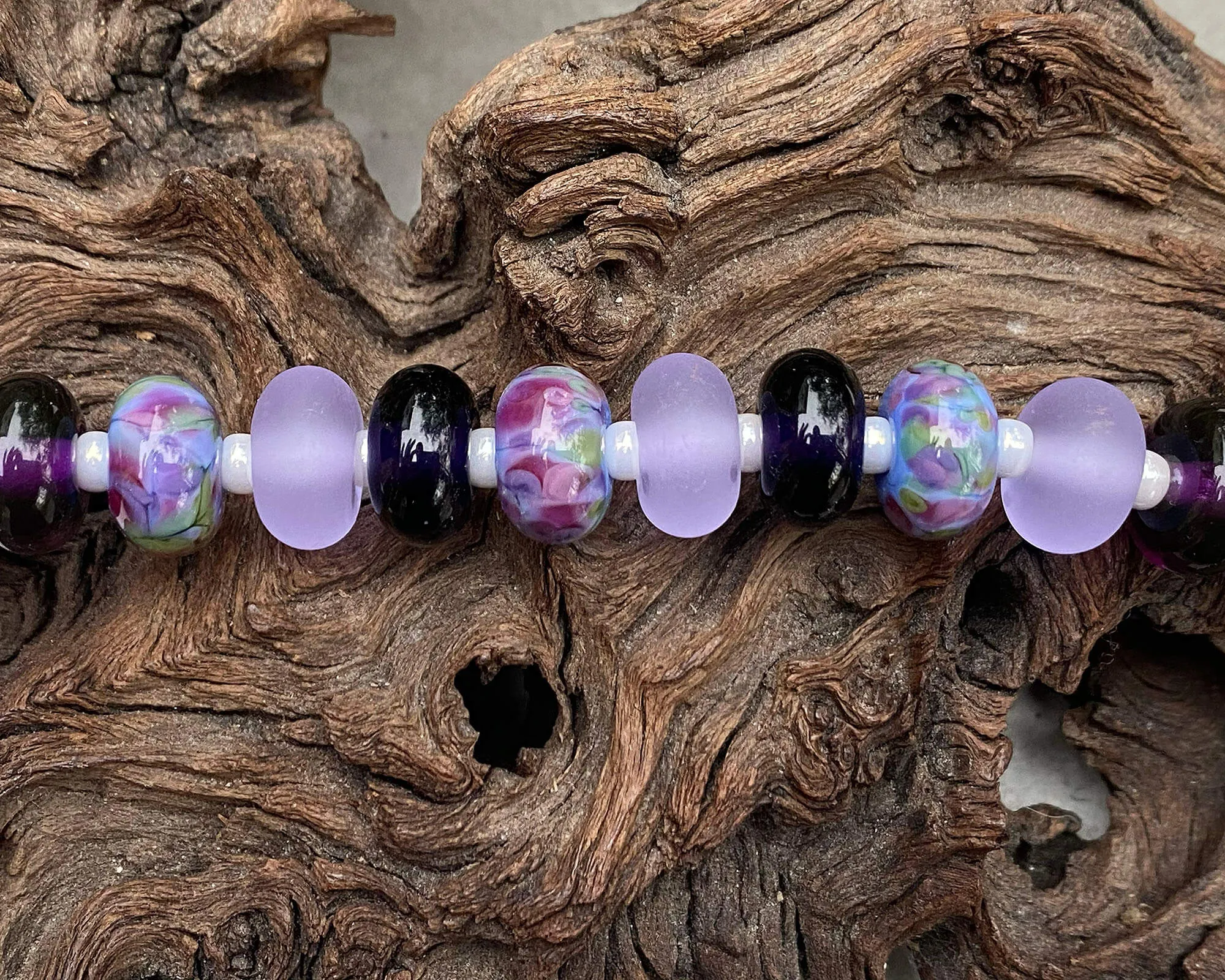 13 Royal Purple Lampwork Beads Set SRA