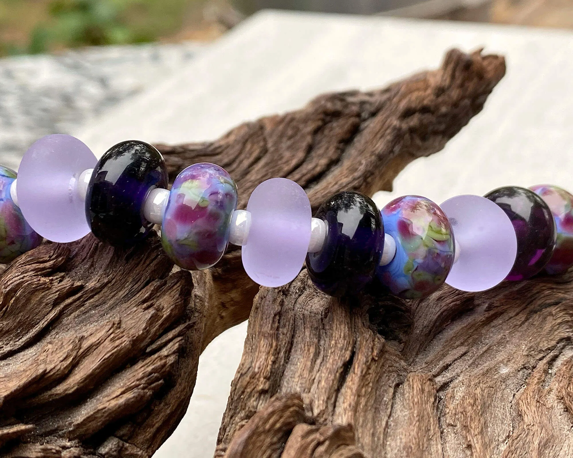 13 Royal Purple Lampwork Beads Set SRA