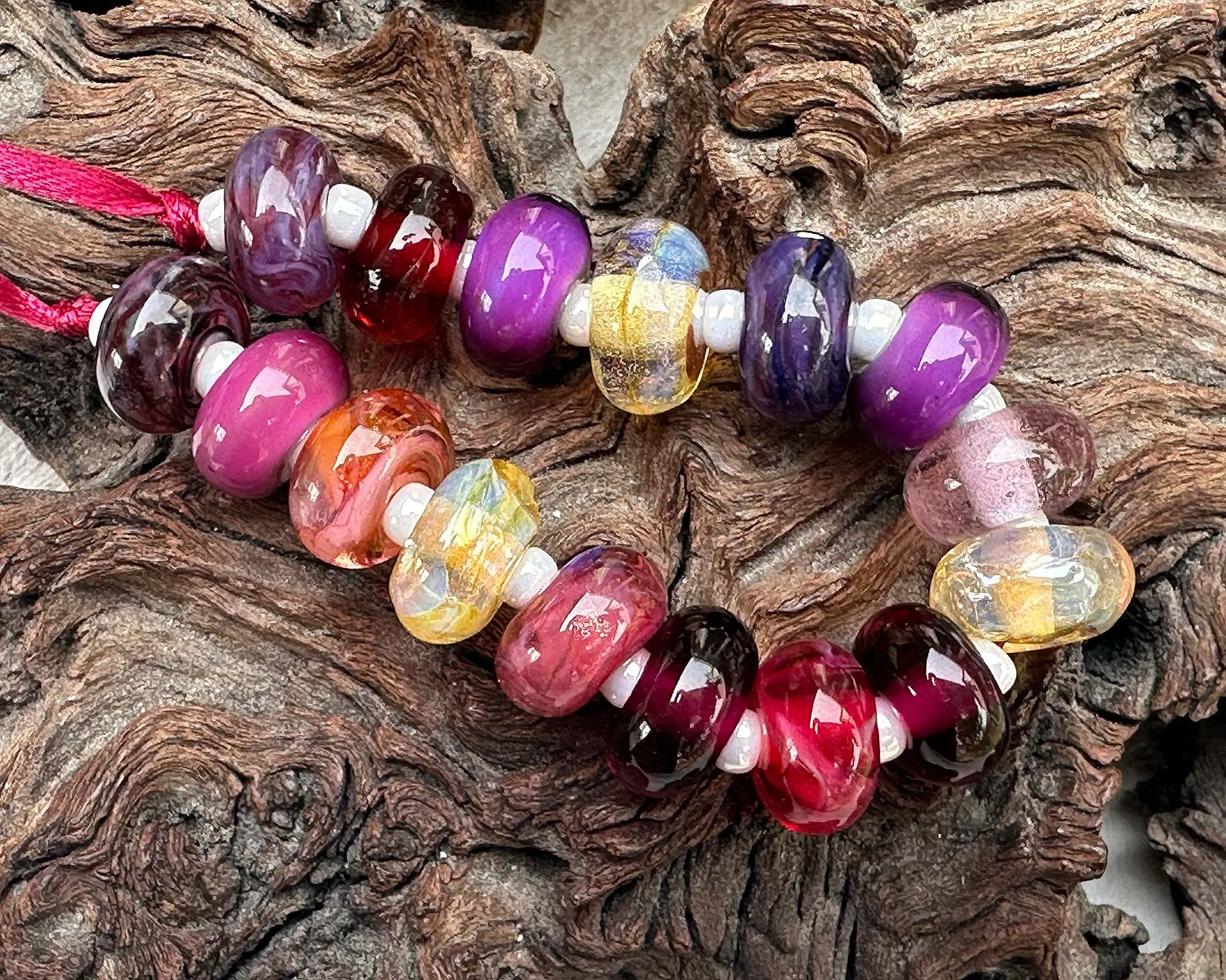 16 Berry Bliss Purple Lampwork Glass Beads SRA