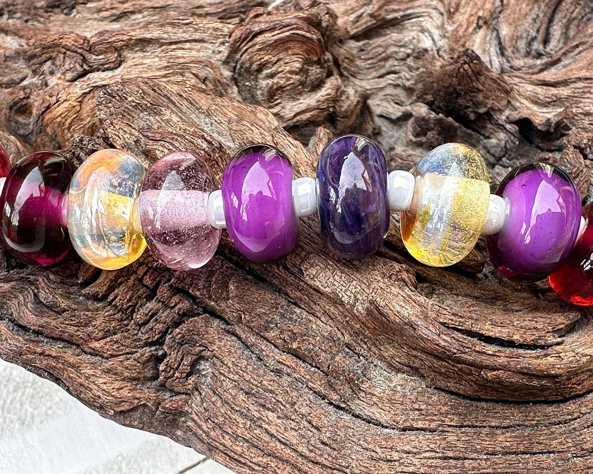 16 Berry Bliss Purple Lampwork Glass Beads SRA