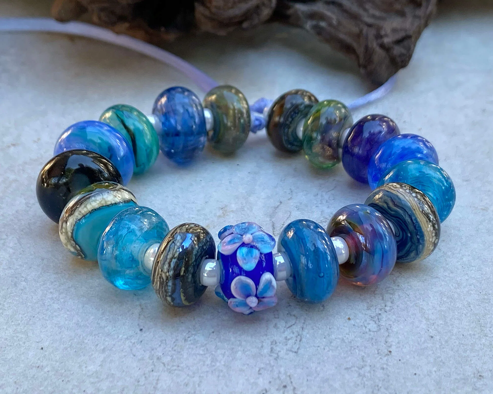 17 Blue Orphan Lampwork Beads Set SRA