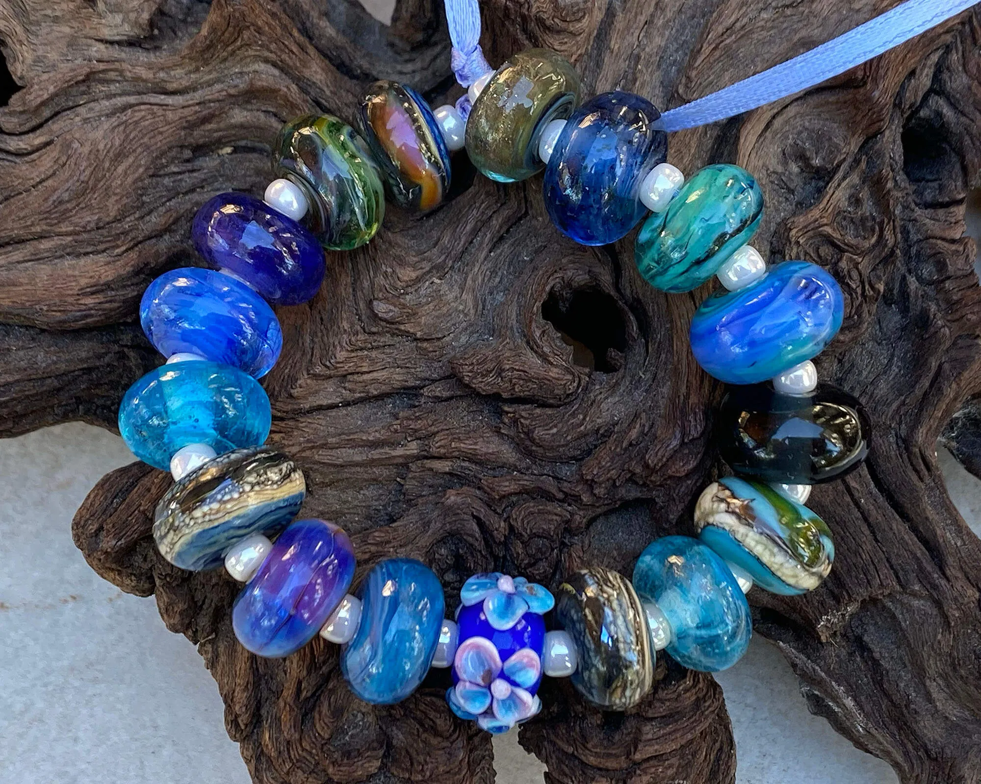 17 Blue Orphan Lampwork Beads Set SRA
