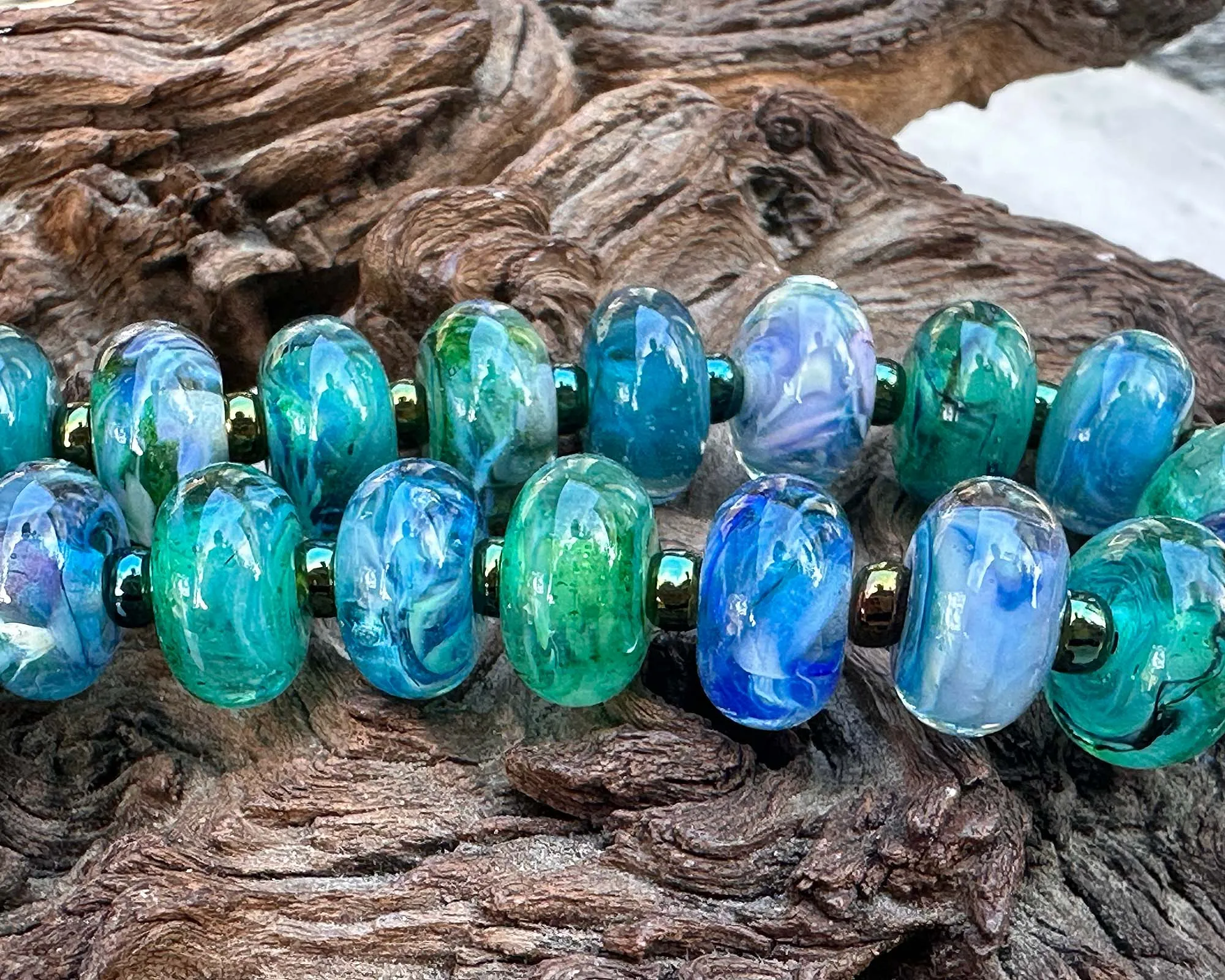 19 Blue Orphan Lampwork Beads Set SRA
