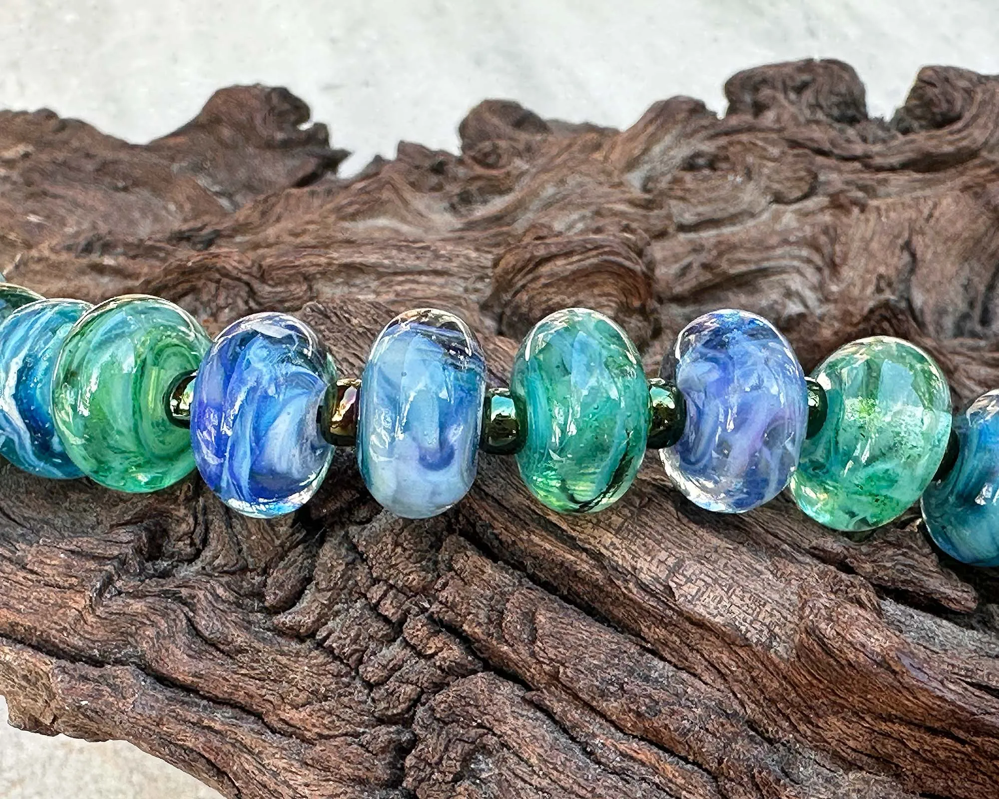 19 Blue Orphan Lampwork Beads Set SRA