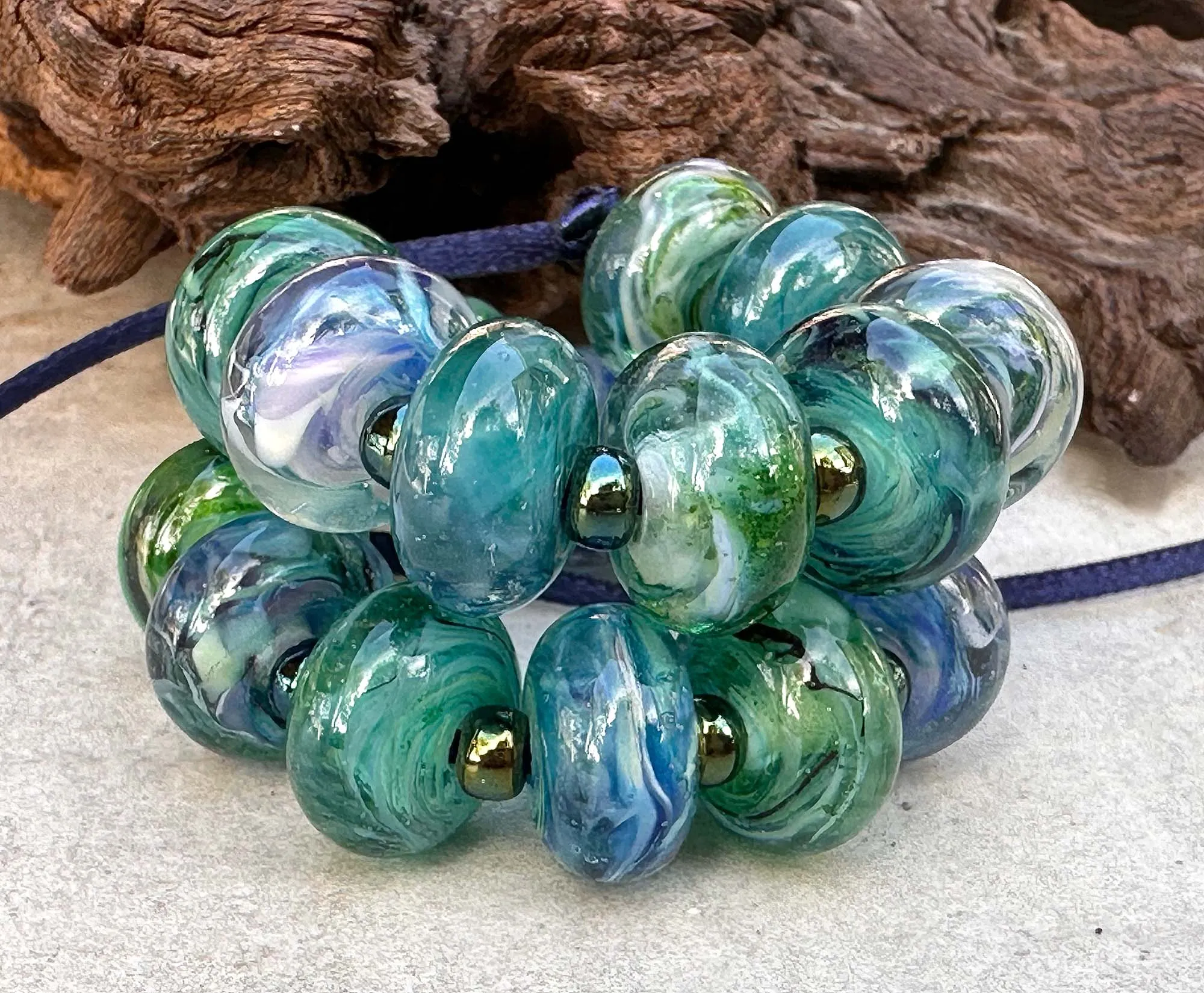 19 Blue Orphan Lampwork Beads Set SRA