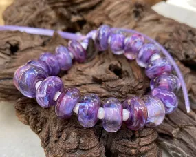 19 Purple & Blue Swirls Lampwork Beads Set SRA