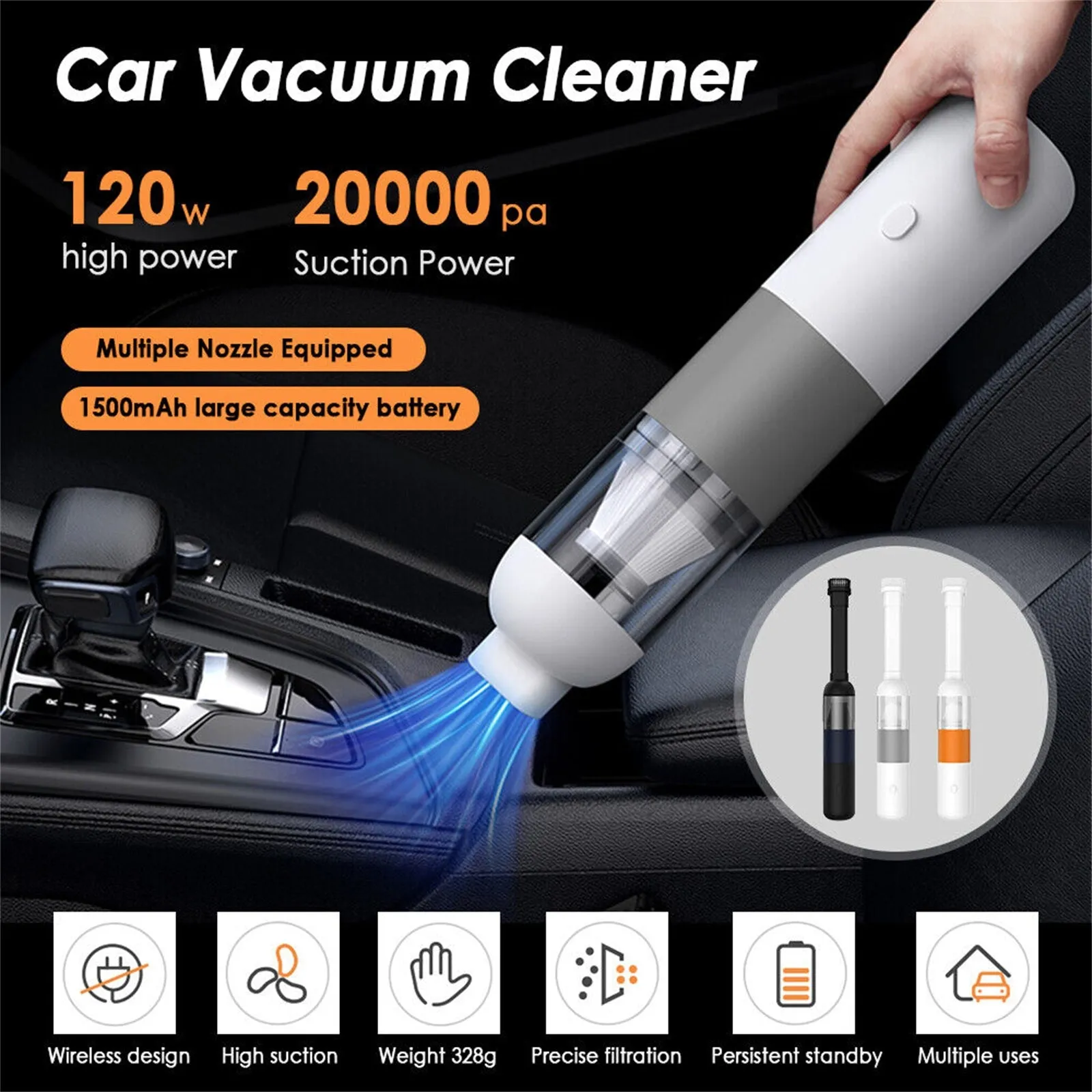 20000pa Powerful Car Vacuum Cleaner Visual Cup Portable Handheld