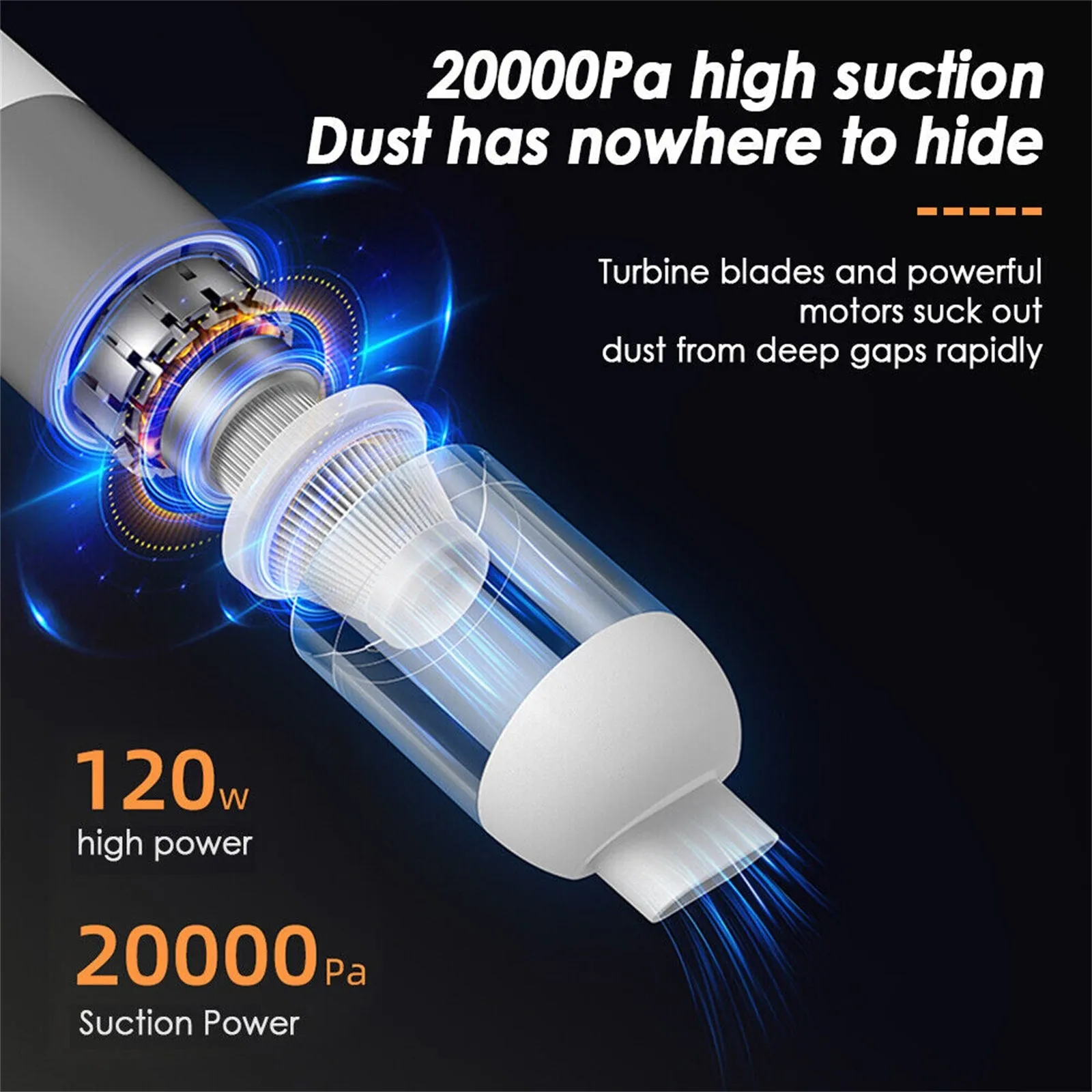 20000pa Powerful Car Vacuum Cleaner Visual Cup Portable Handheld