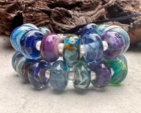 25 Blue Orphan Mix Lampwork Beads Set SRA