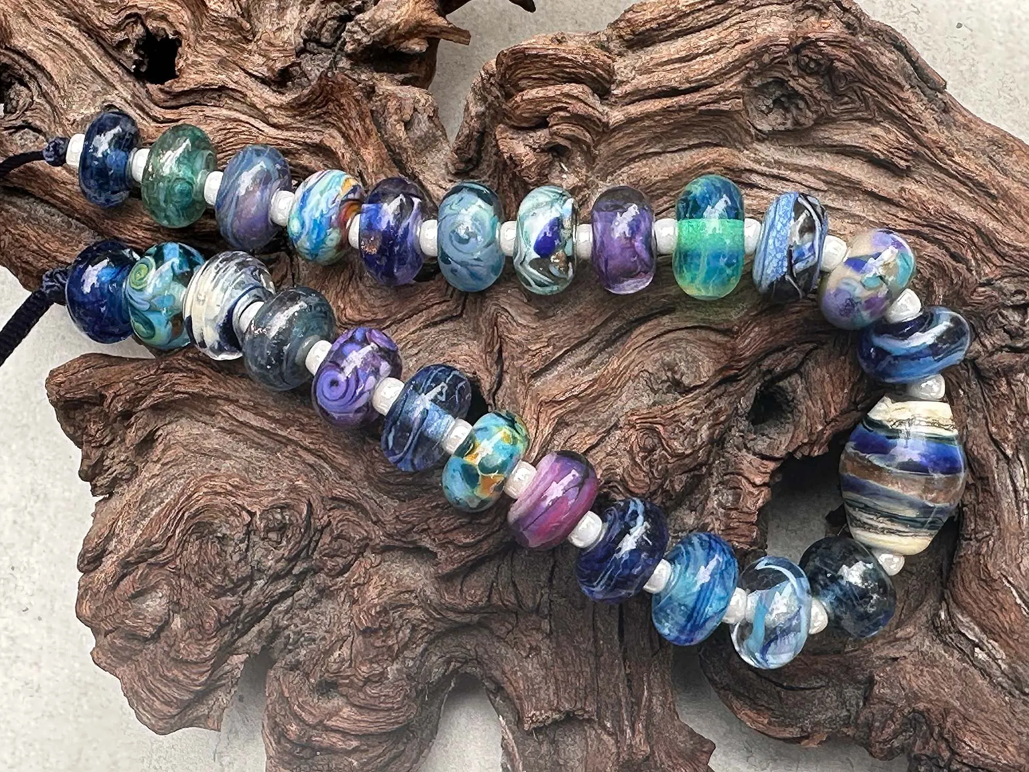 25 Blue Orphan Mix Lampwork Beads Set SRA