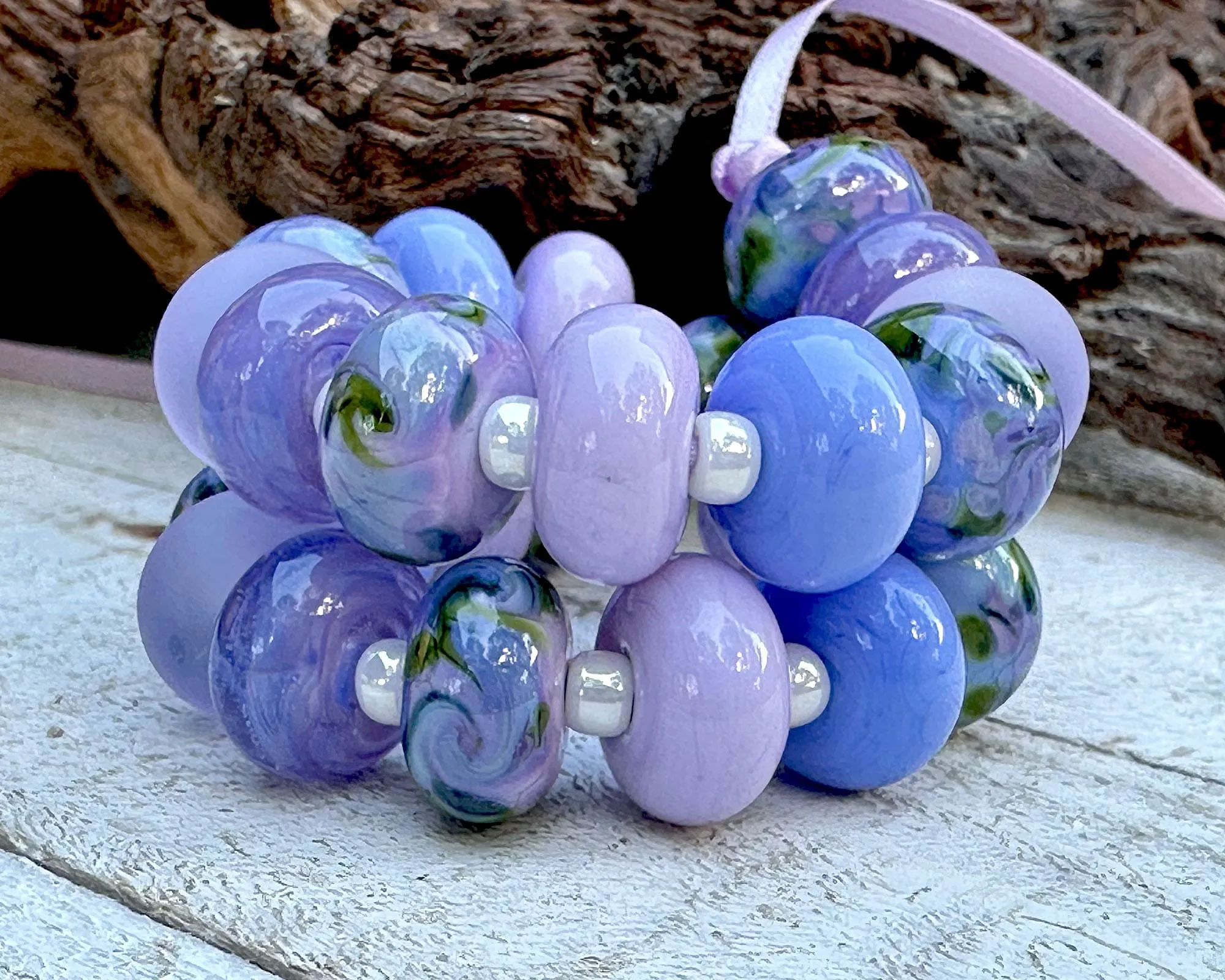25 Mystical Twilight Purple Lampwork Beads Set SRA