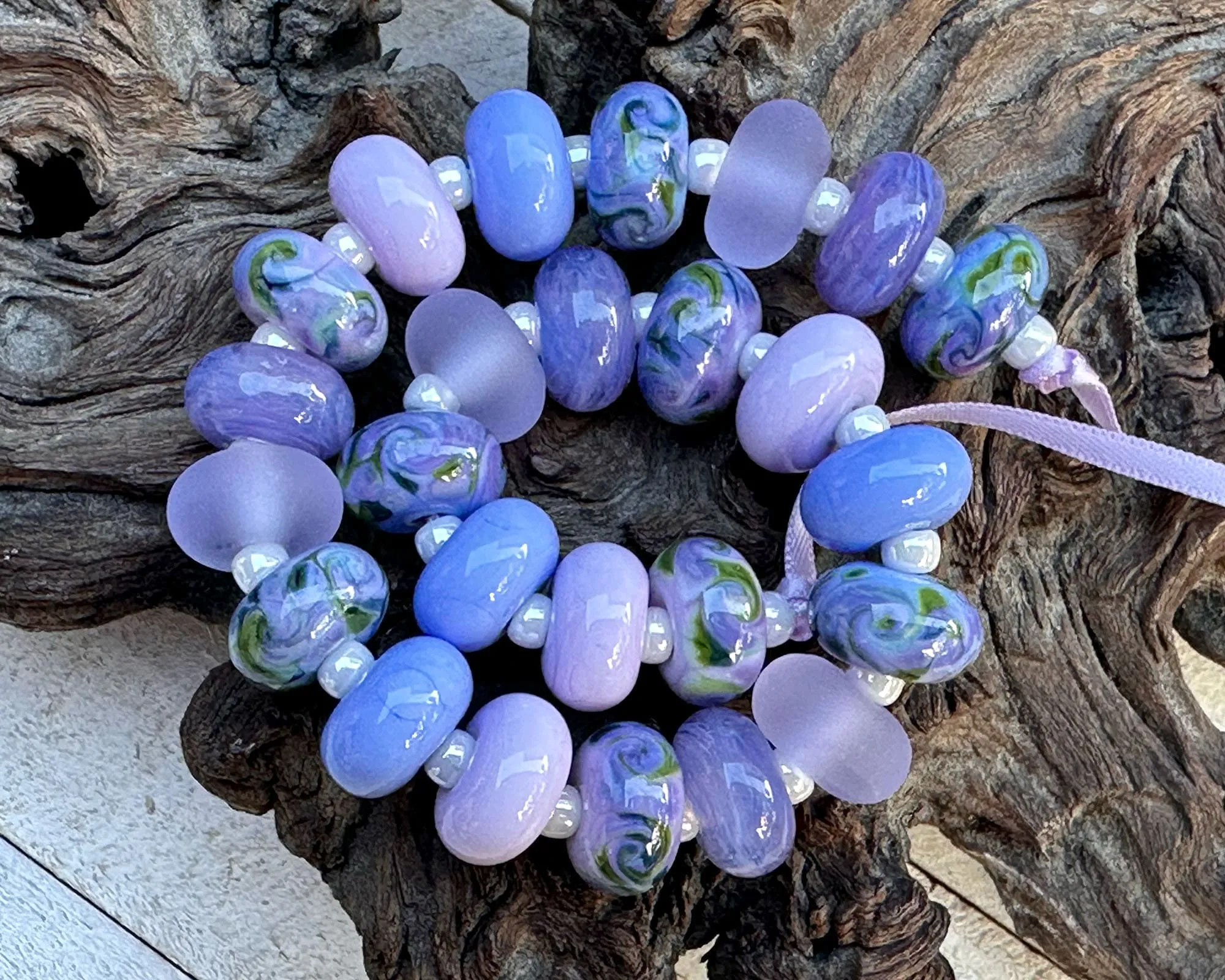 25 Mystical Twilight Purple Lampwork Beads Set SRA