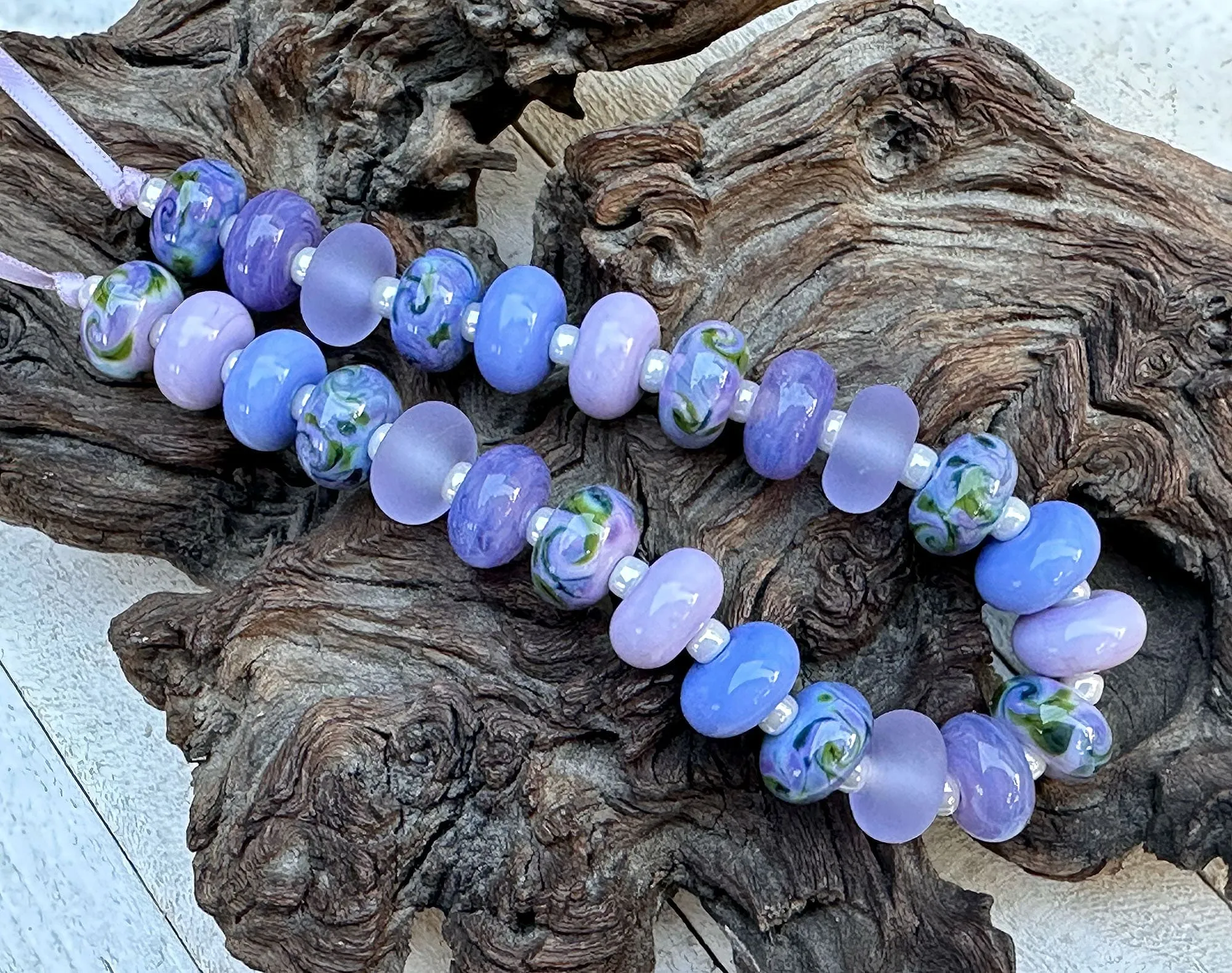 25 Mystical Twilight Purple Lampwork Beads Set SRA