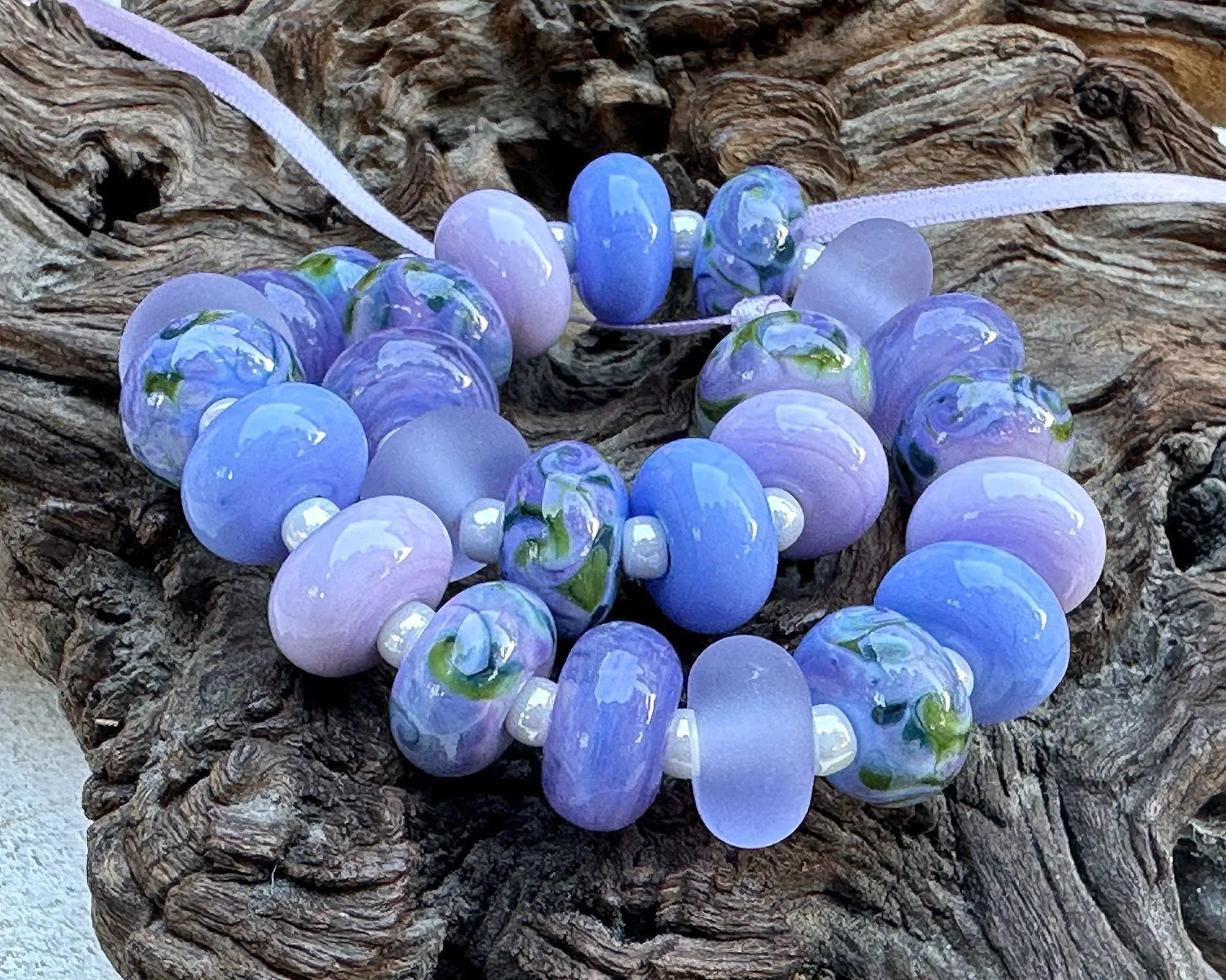 25 Mystical Twilight Purple Lampwork Beads Set SRA