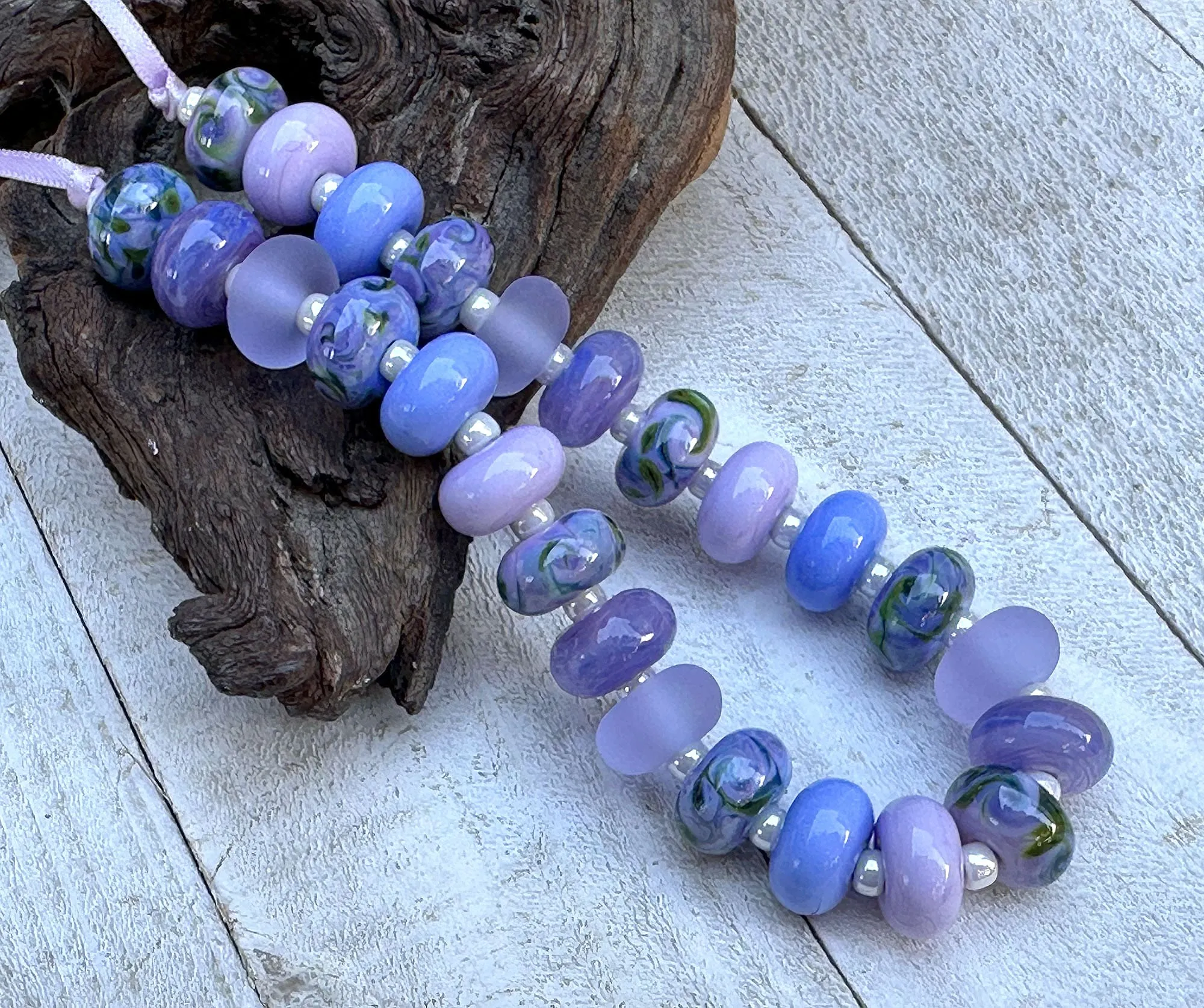 25 Mystical Twilight Purple Lampwork Beads Set SRA