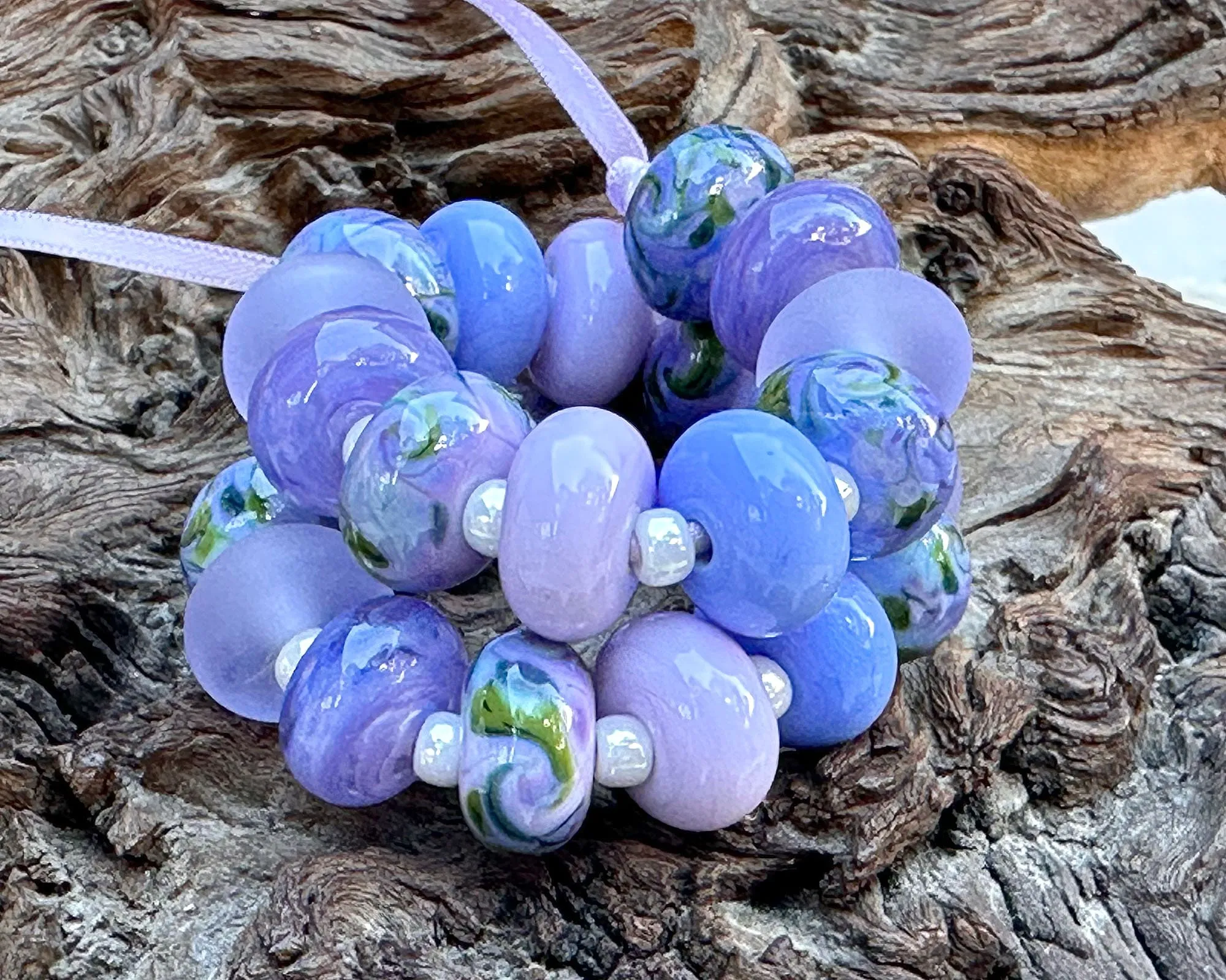 25 Mystical Twilight Purple Lampwork Beads Set SRA