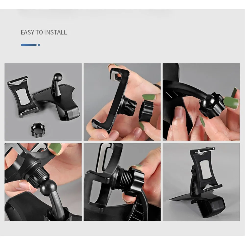 3 in 1 Car GPS Smartphone Holder: Dashboard / Visor Clamp   AC Grid Clip for Plum Boot phone - Black