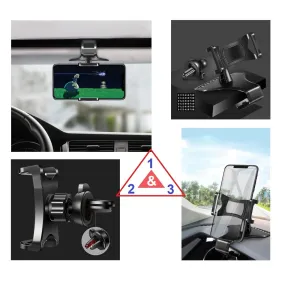 3 in 1 Car GPS Smartphone Holder: Dashboard / Visor Clamp   AC Grid Clip for Plum Boot phone - Black