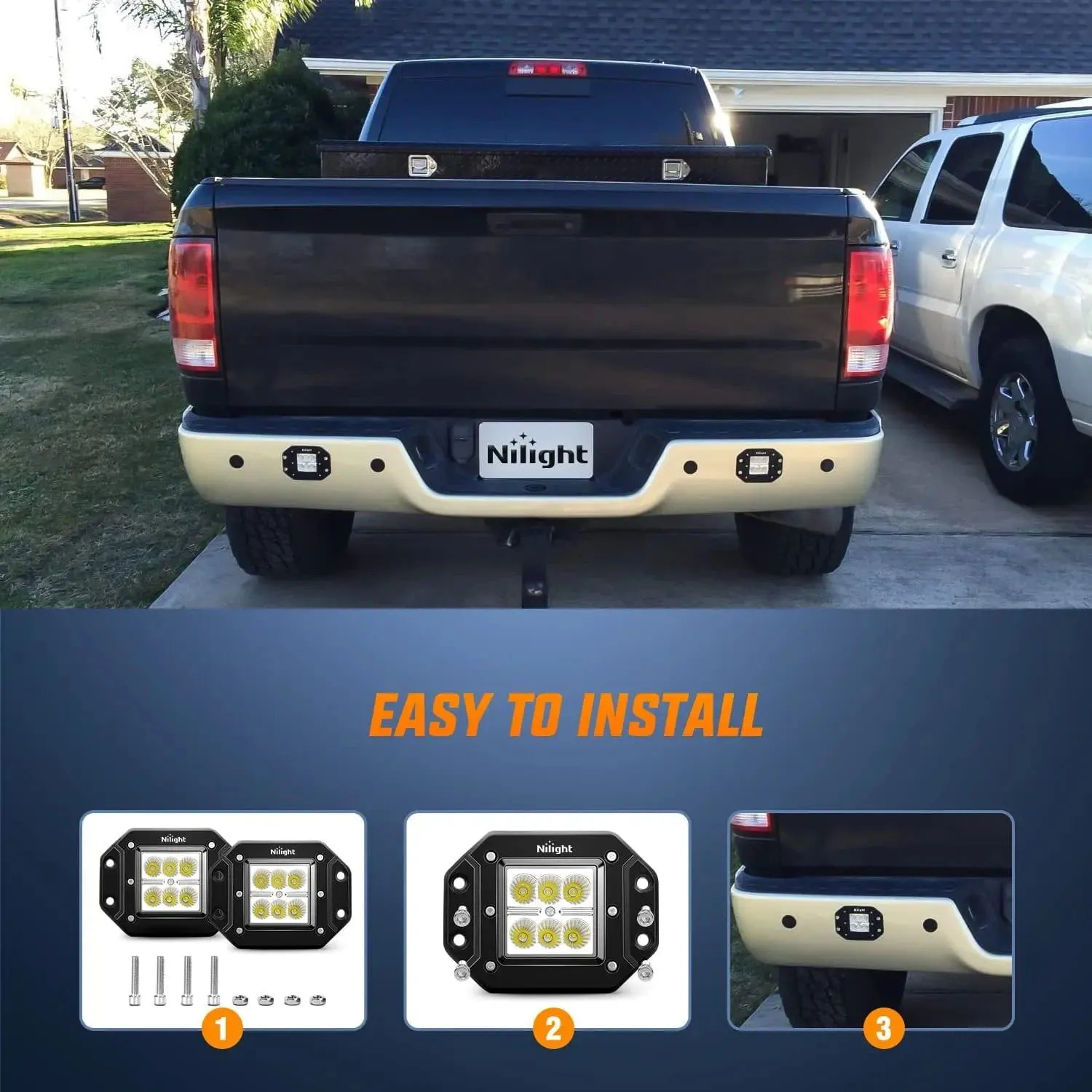 4.8 Inch 18W Flush Mount Flood LED Work Light Kit | 10FT Wire 3Pin Switch