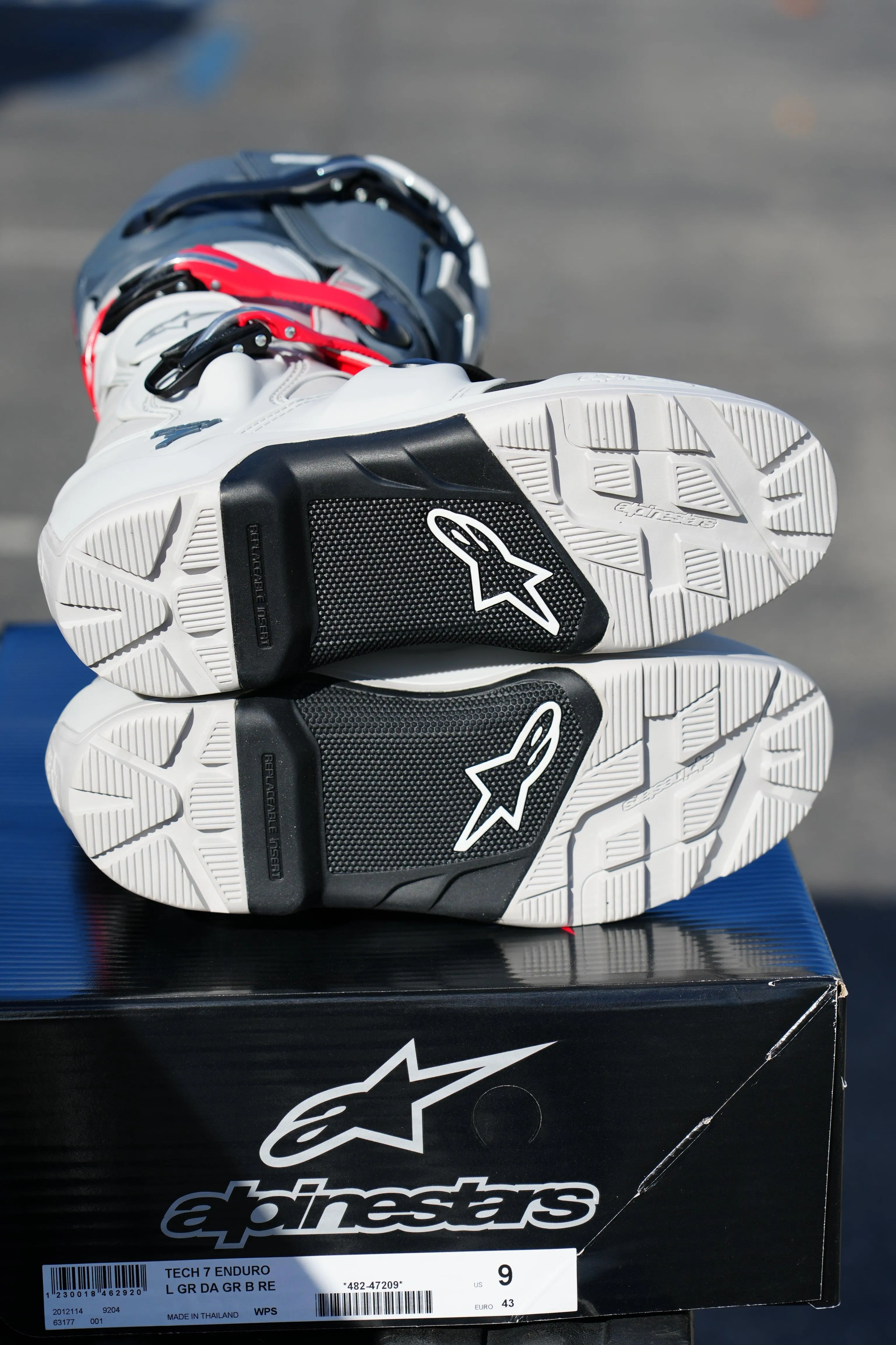 Alpinestars Tech 7 Enduro Boots - Light Gray/Dark Gray/Bright Red - CLOSEOUT