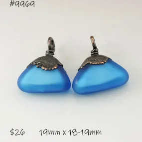 Aqua Blue Geometric Triangles with Copper Electroforming Pair