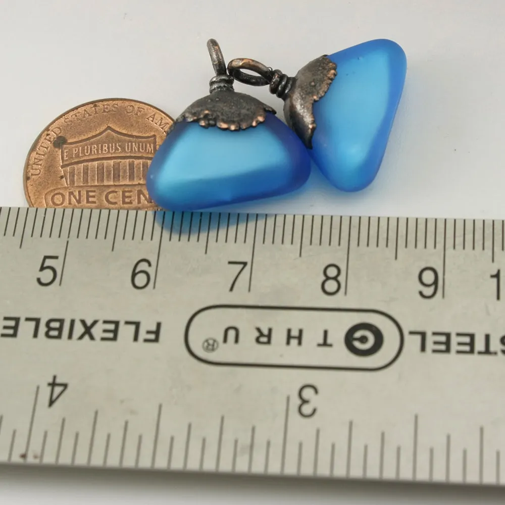 Aqua Blue Geometric Triangles with Copper Electroforming Pair