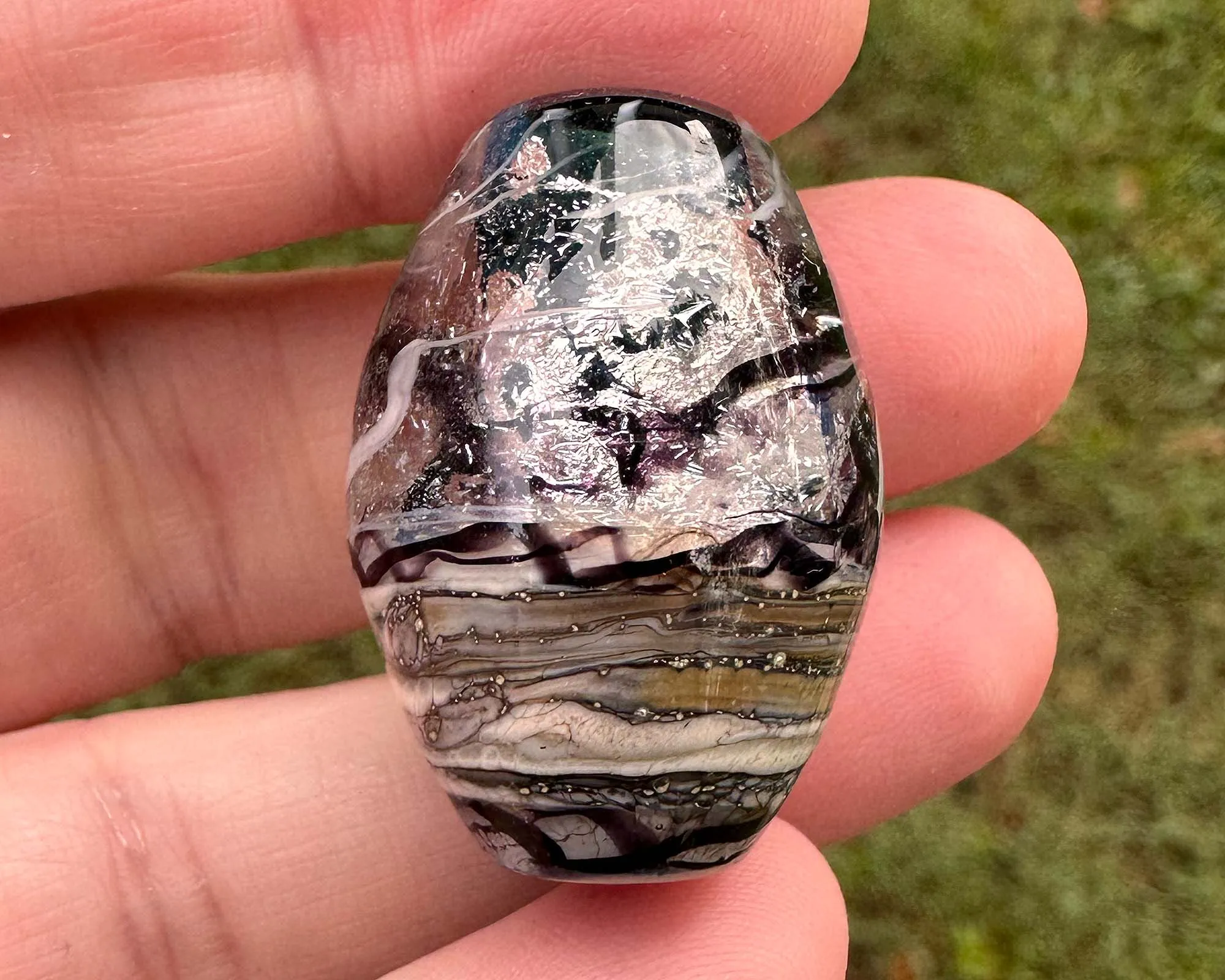Black & Silver Organic Lampwork Focal Bead SRA