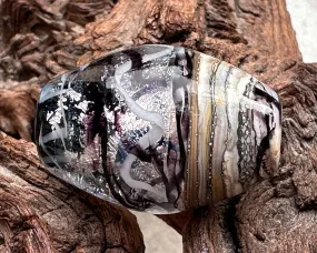 Black & Silver Organic Lampwork Focal Bead SRA