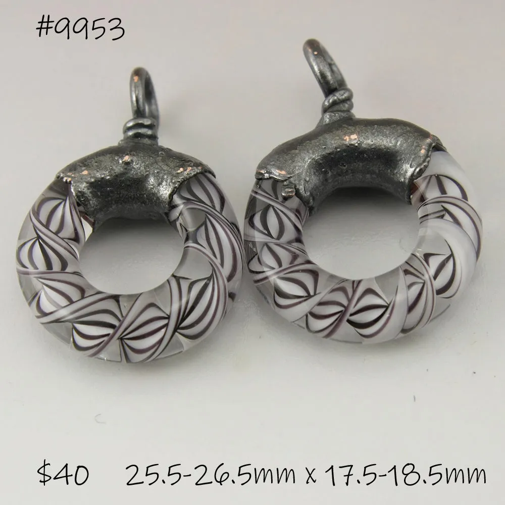 Black and White Helix Twist Circle Pair with Copper Electroforming