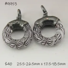 Black and White Helix Twist Circle Pair with Copper Electroforming
