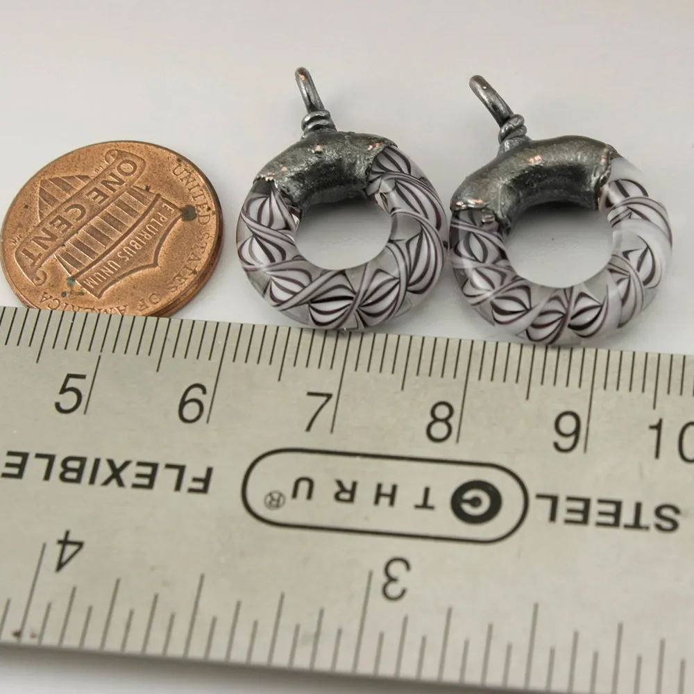 Black and White Helix Twist Circle Pair with Copper Electroforming