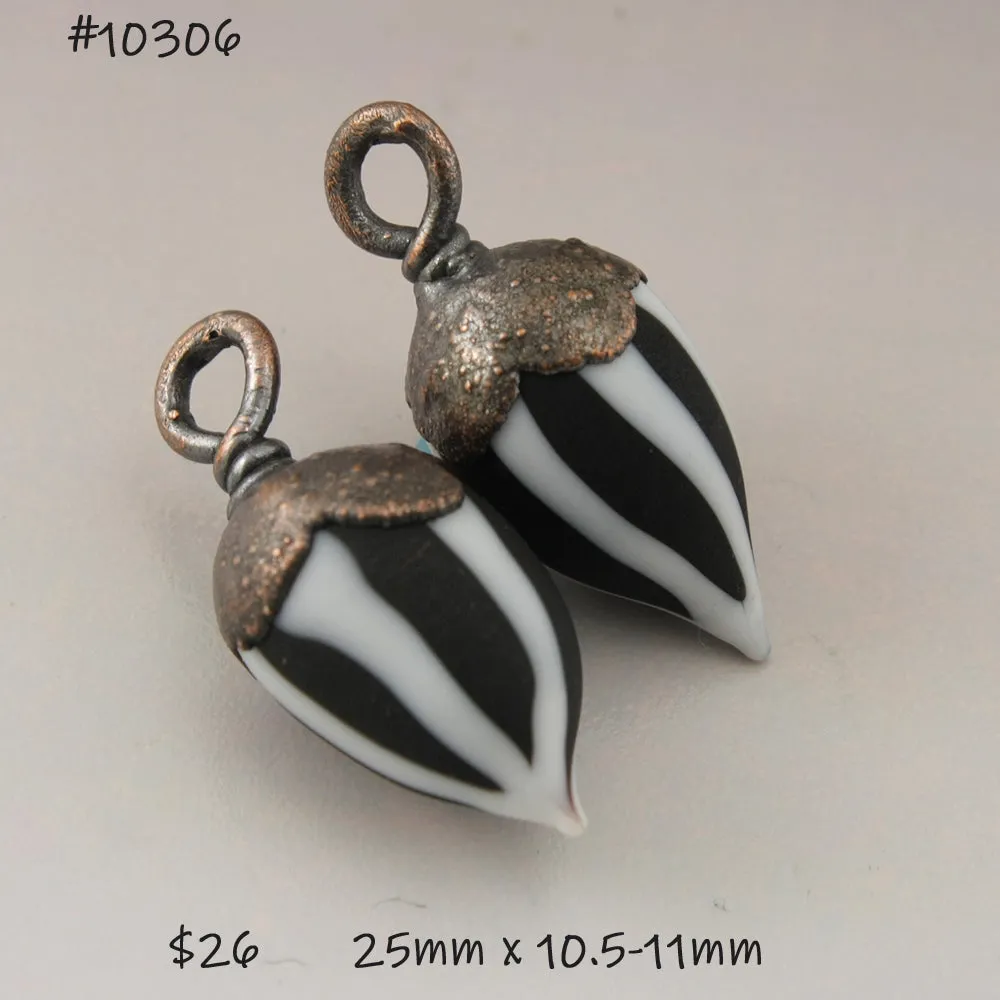 Black and White Pinstripes Drops with Copper Electroforming
