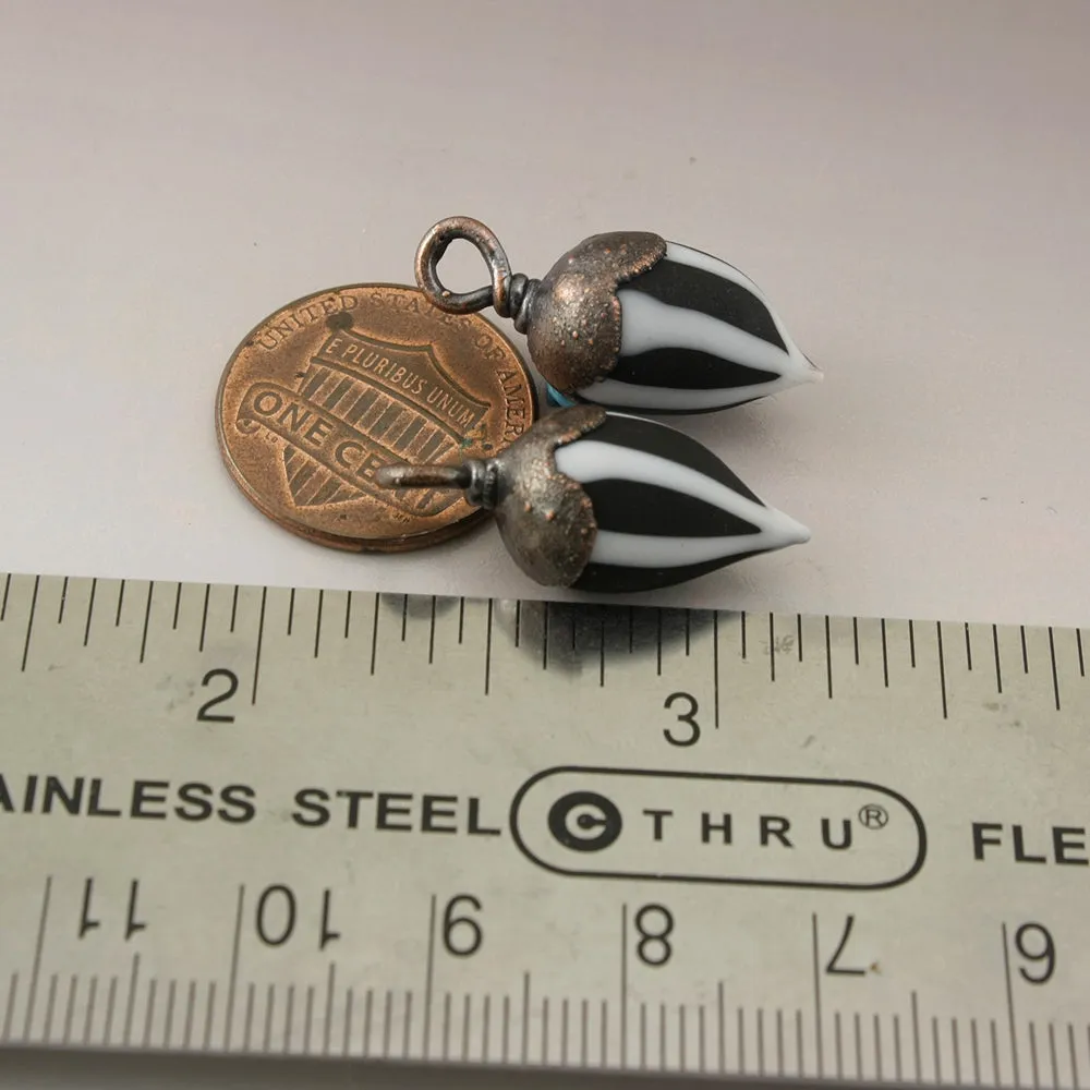 Black and White Pinstripes Drops with Copper Electroforming