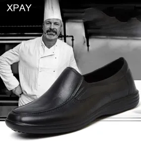 Black Chef Shoes Men Skid-Proof Sole Kitchen Shoes Chef Safety Shoes Oil-Proof and Waterproof Working Boots