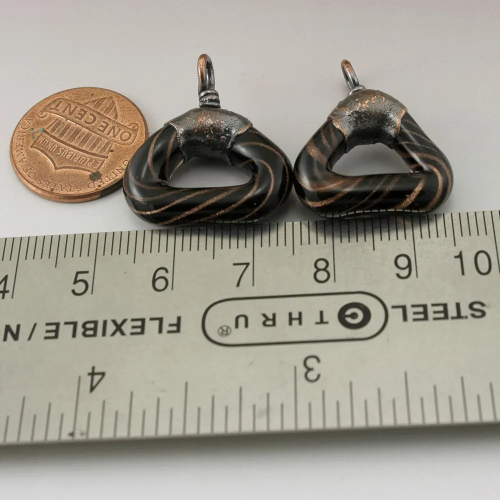 Black Goldstone Twist Triangle with Copper Electroforming