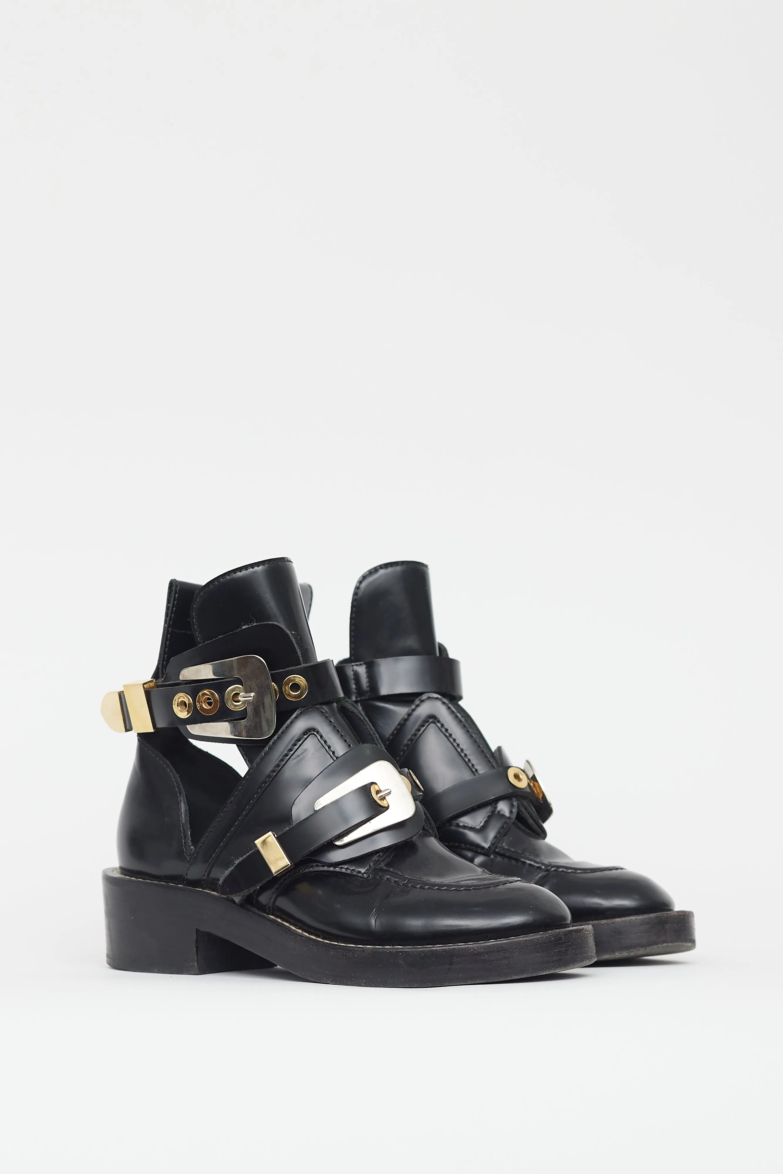 Black Leather Cut Out Boot