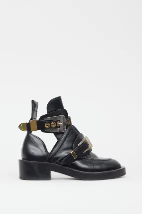Black Leather Cut Out Boot