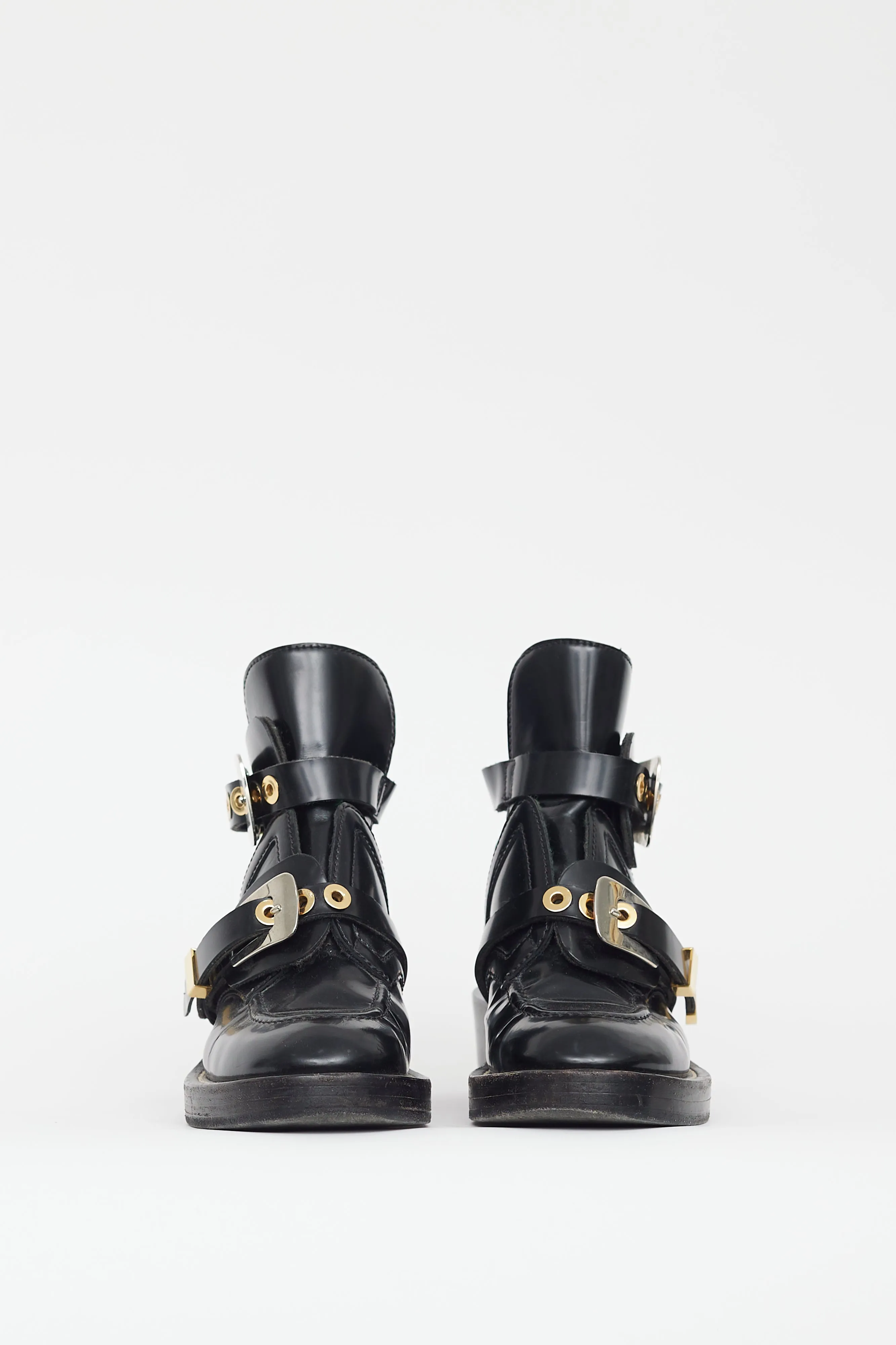 Black Leather Cut Out Boot